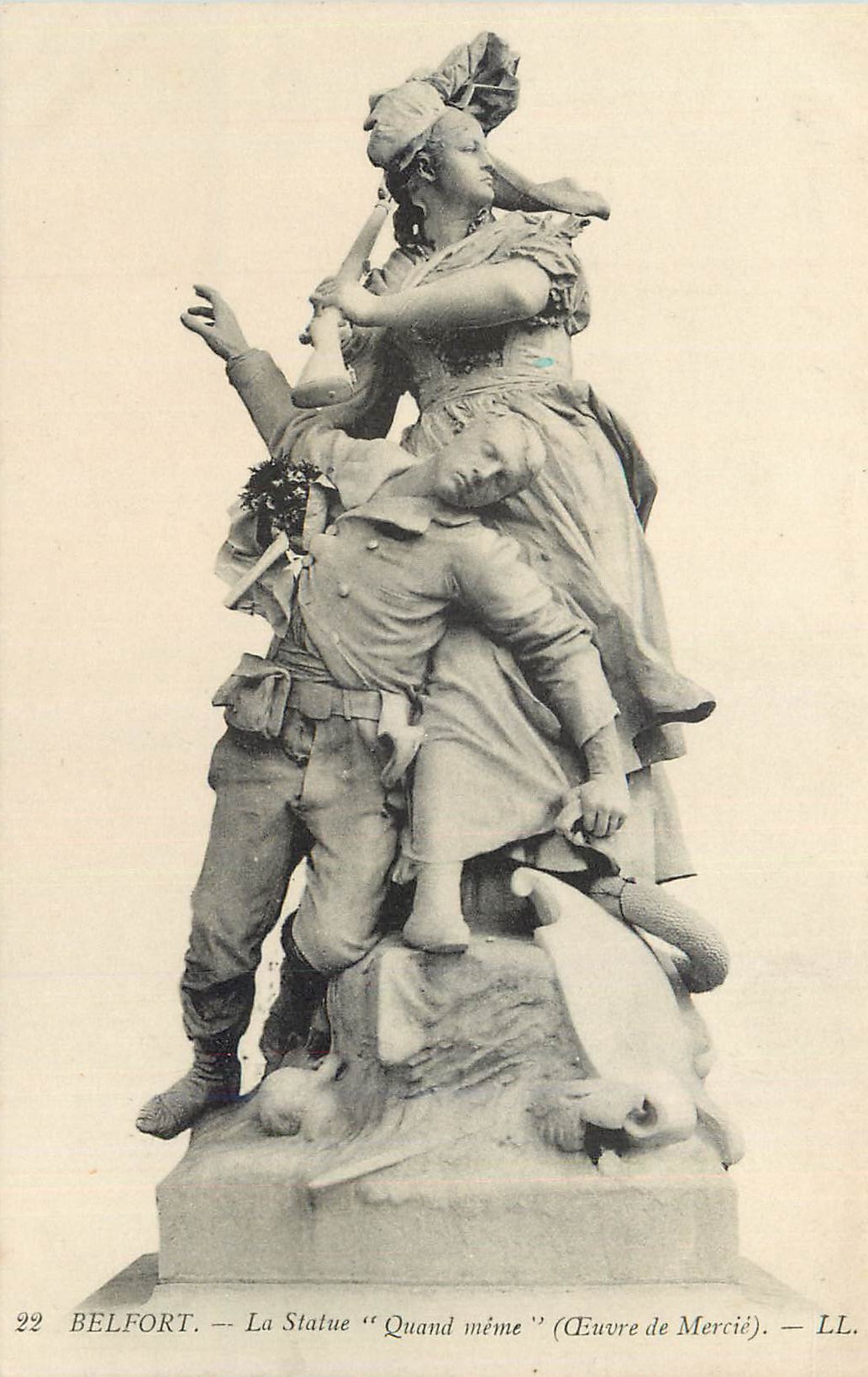 CPA Belfort La Statue Quand meme Œuvre de Mercie