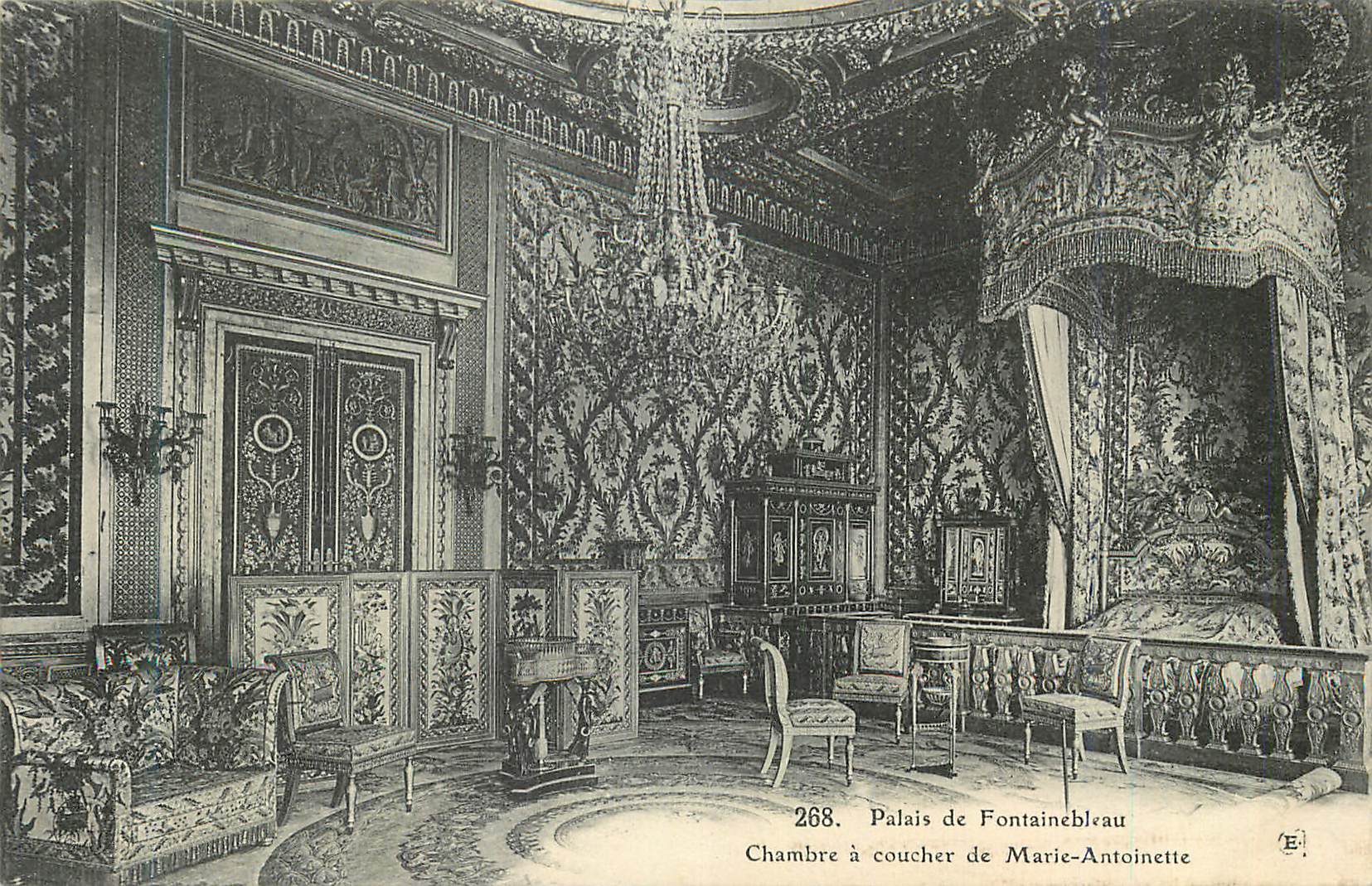 Schlafzimmer von Marie-Antoinette — Schloss Fontainebleau — Verleger E. Nr. 268