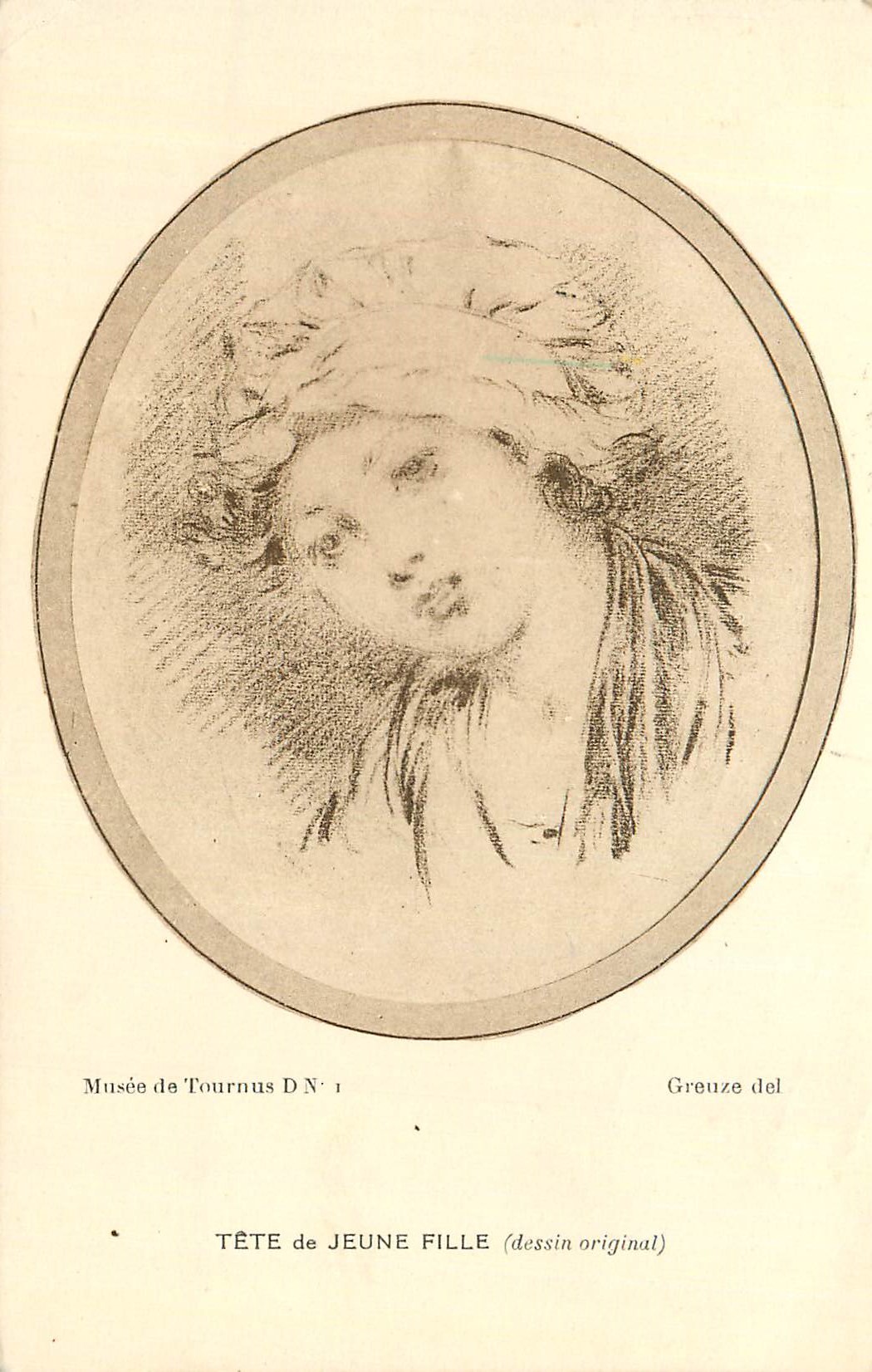 CPA Tete de Jeune Fille (dessin original) Musee de Tournus