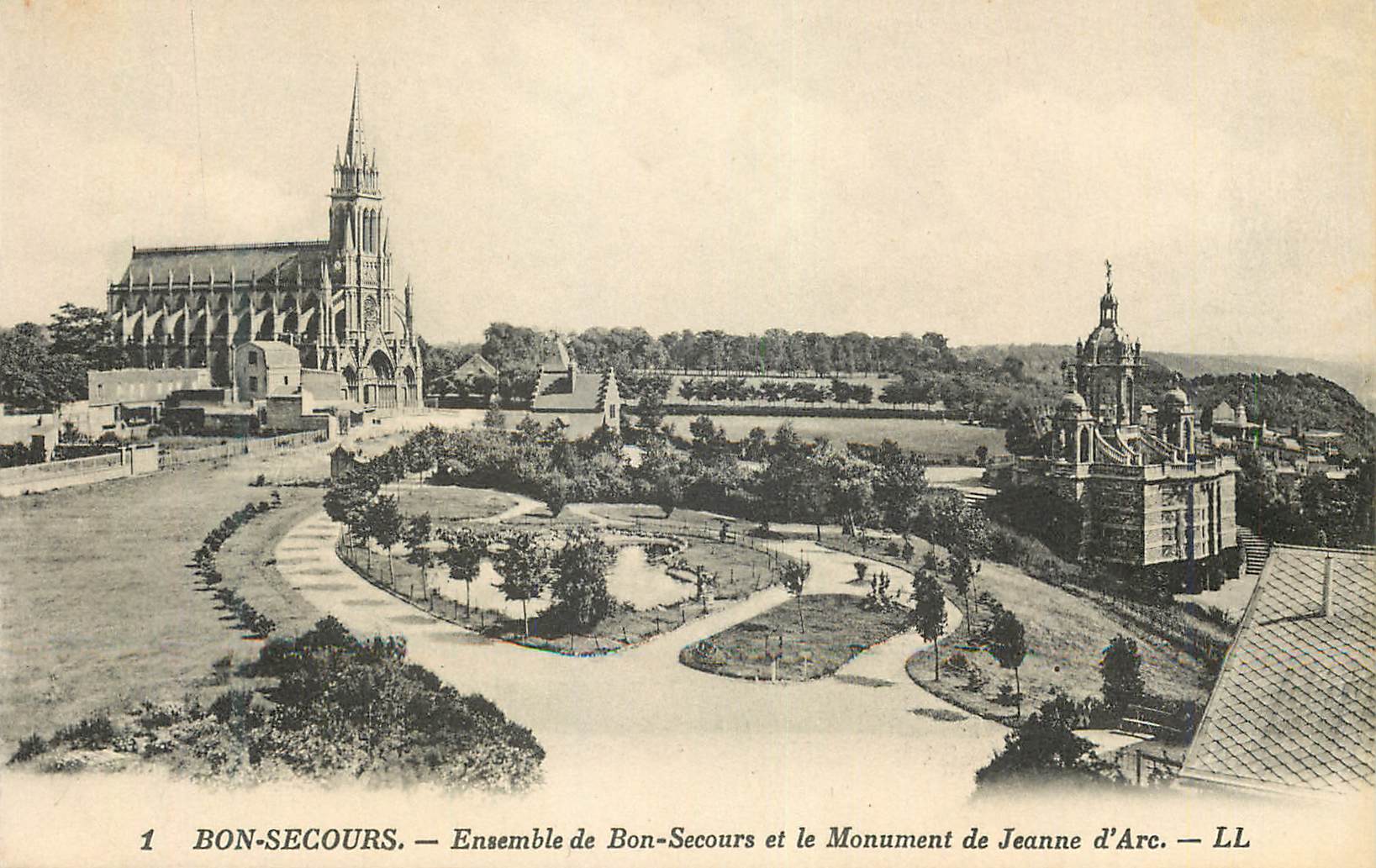 CPA Bon Secours Ensemble de Bon Secours et le Monument de Jeanne d'Arc