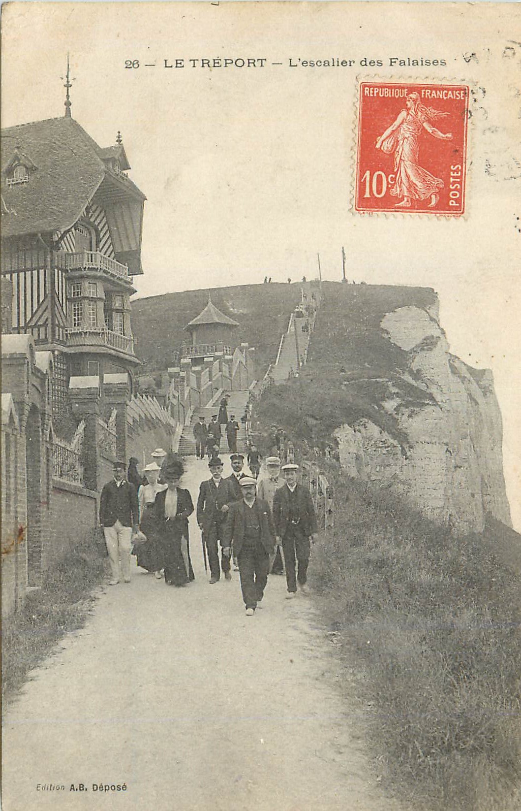 CPA Le Treport L'escalier des Falaises