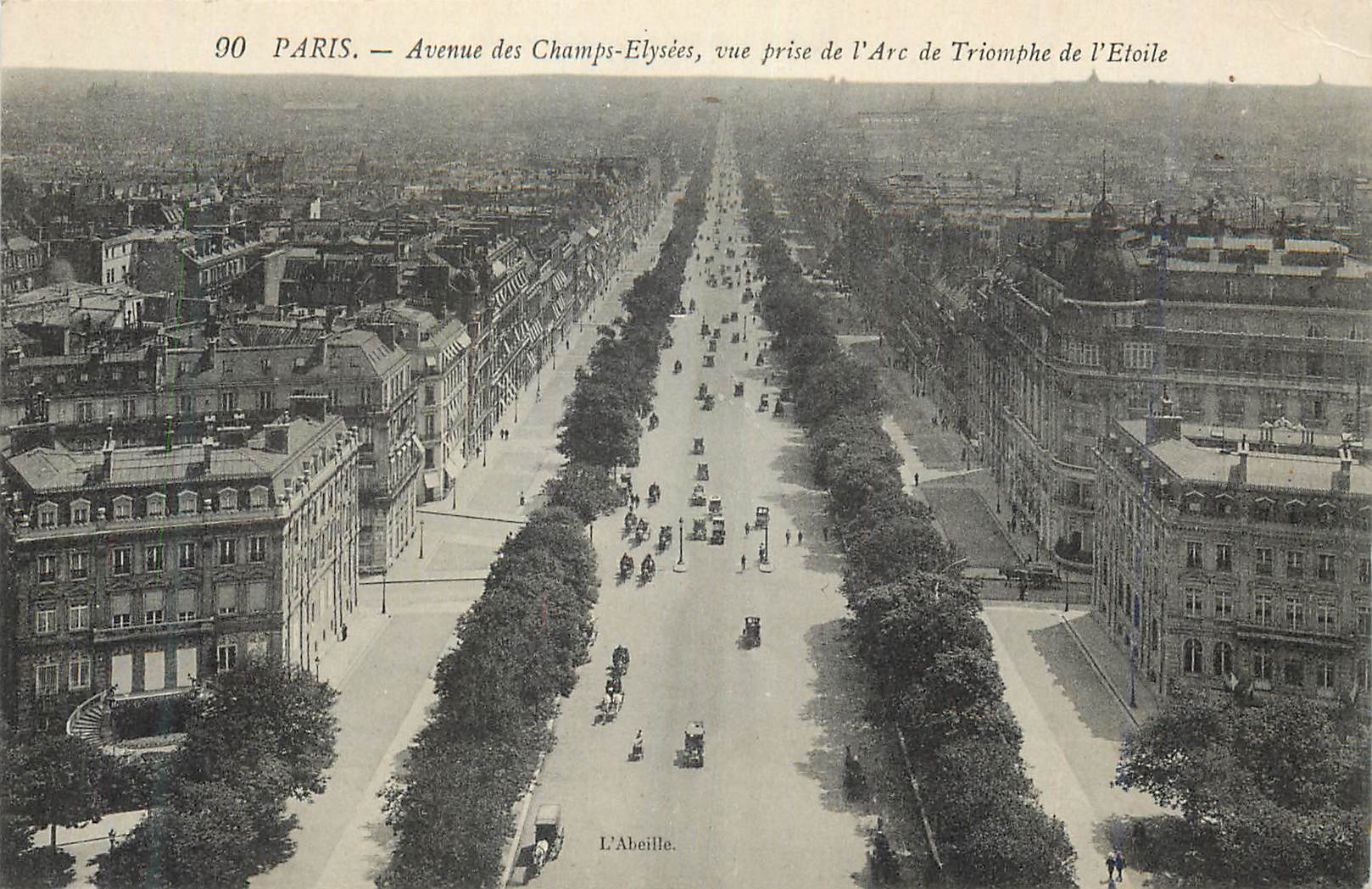 CPA Paris Avenue des Champs Elysees vue prise de l'Arc de Triomphe de l'Etoile