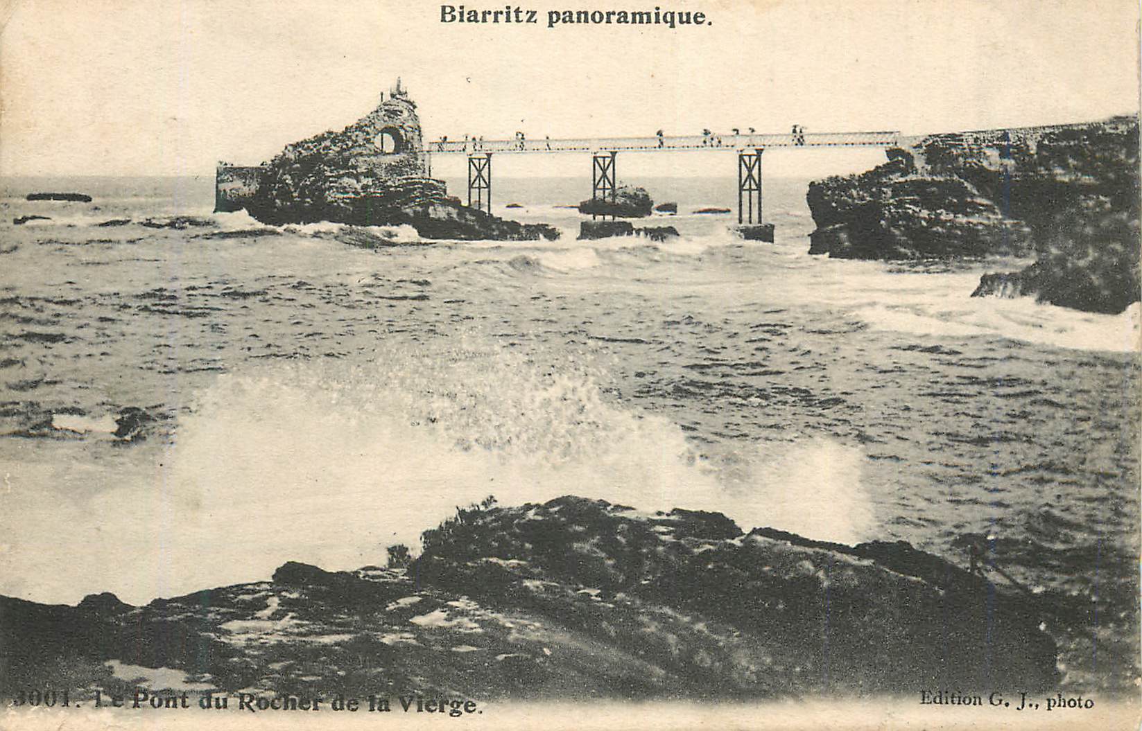 Biarritz panoramique — Le Pont du Rocher de la Vierge — Édition G. J., photo