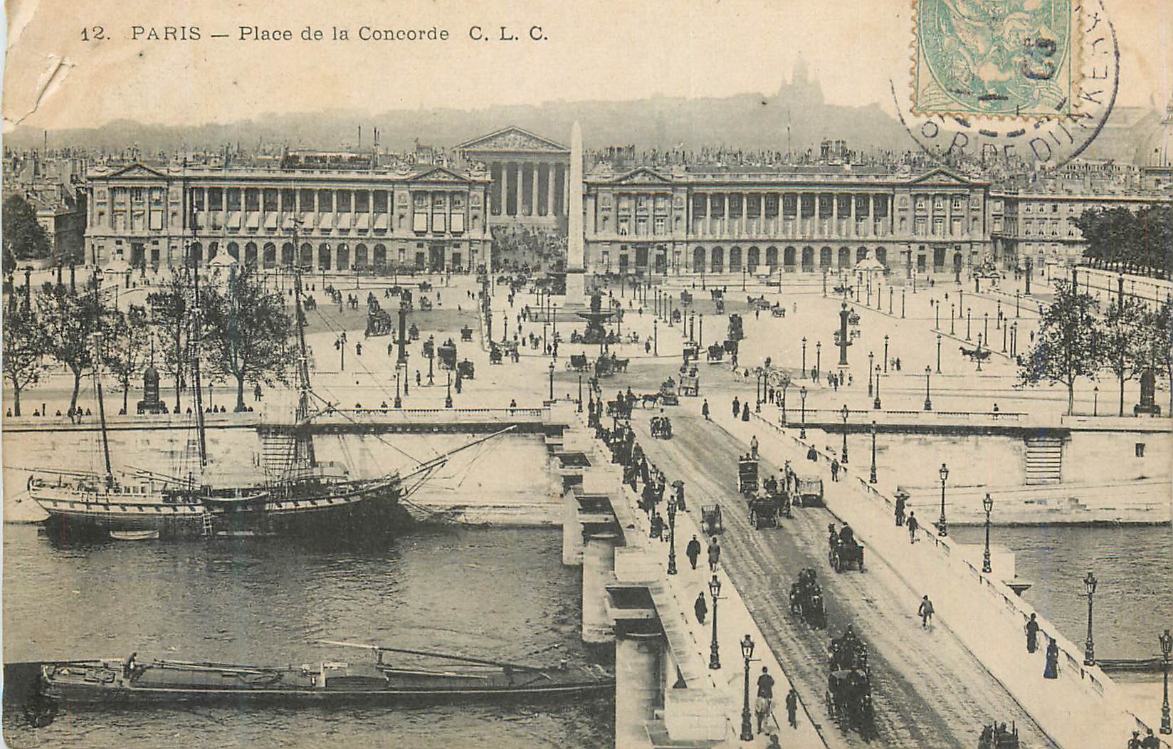 CPA Paris Place de la Concorde Bateau