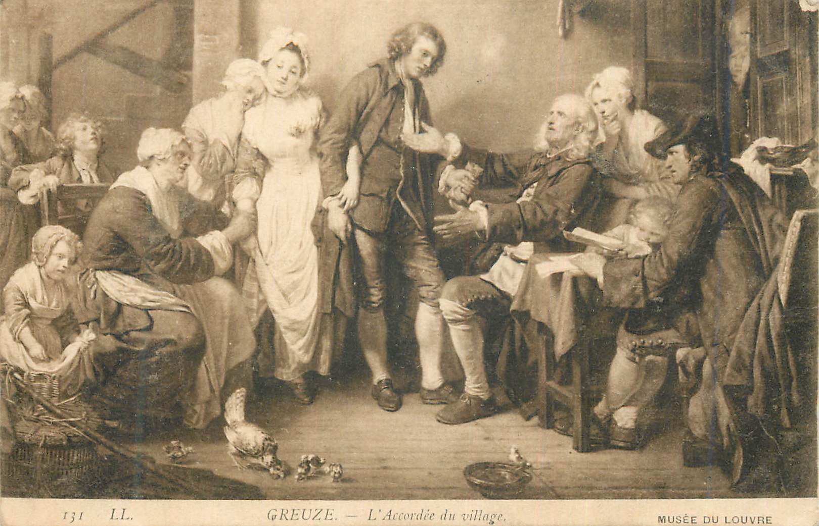 CPA Greuze L'Accordee du village Musee du Louvre