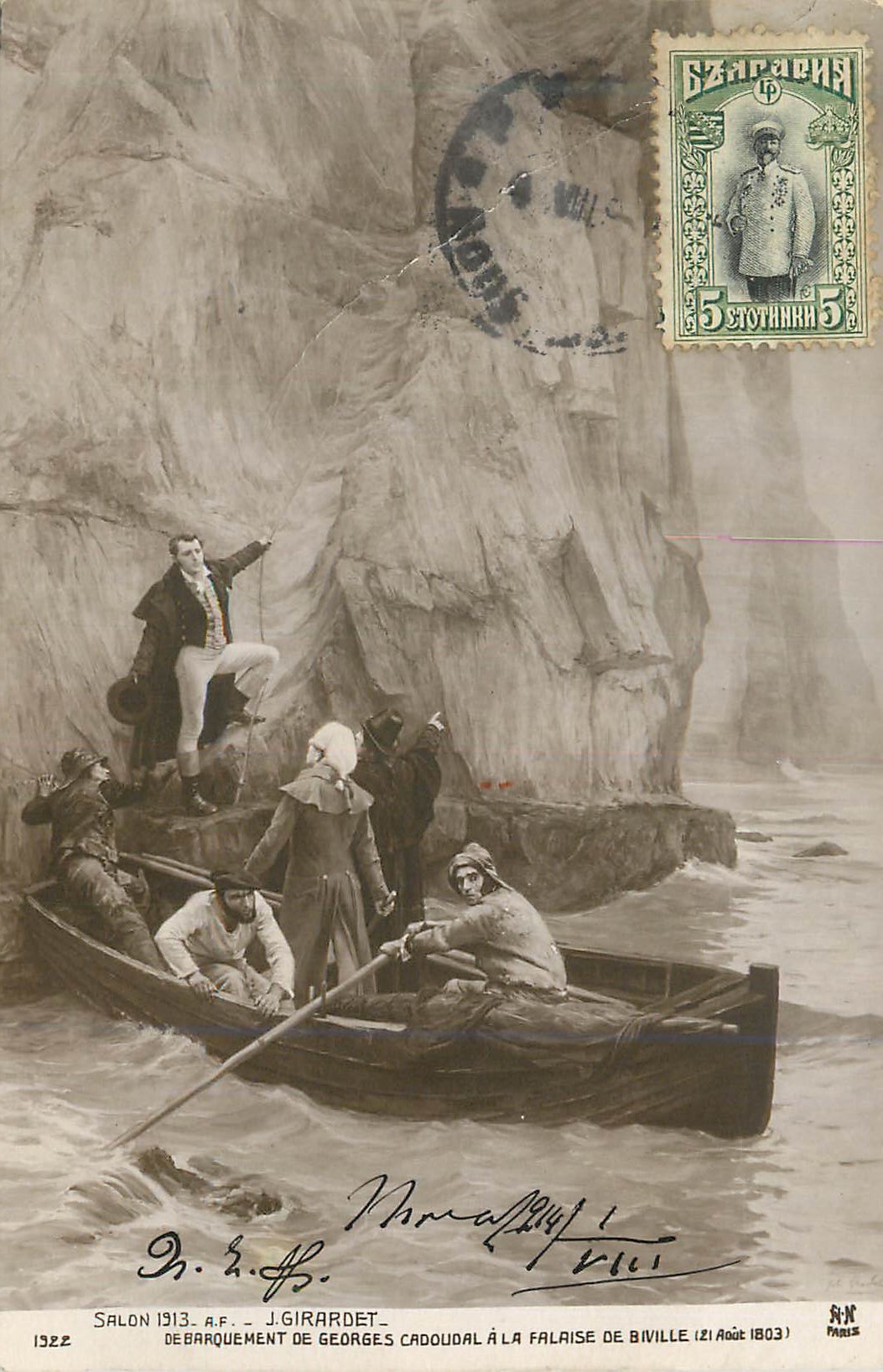 CPA Salon 1913 af J Girardet Debarquement de Georges Cadoudal a la Falaise de Biville