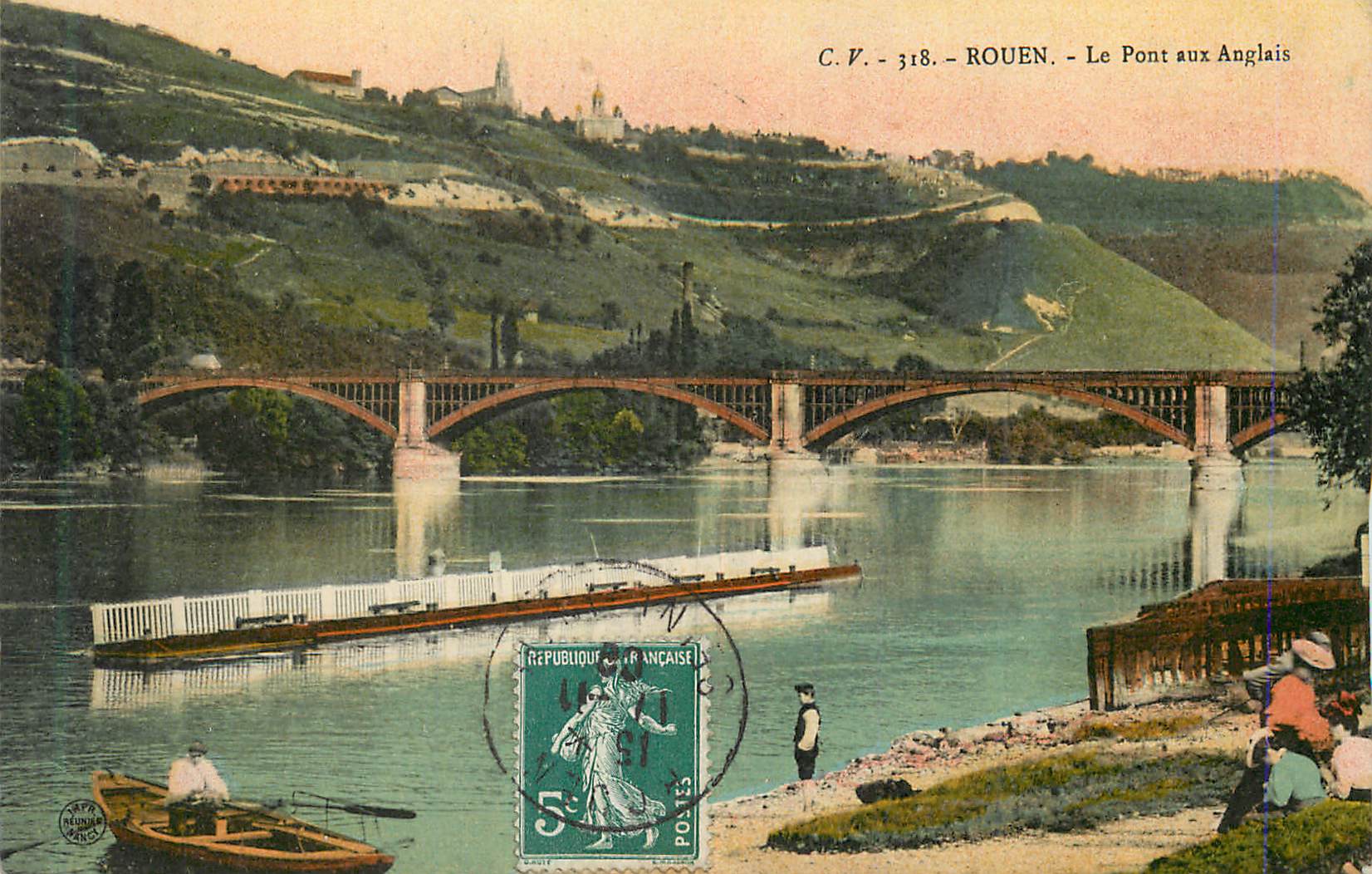 CPA Rouen Le Pont aux Anglais Bateaux