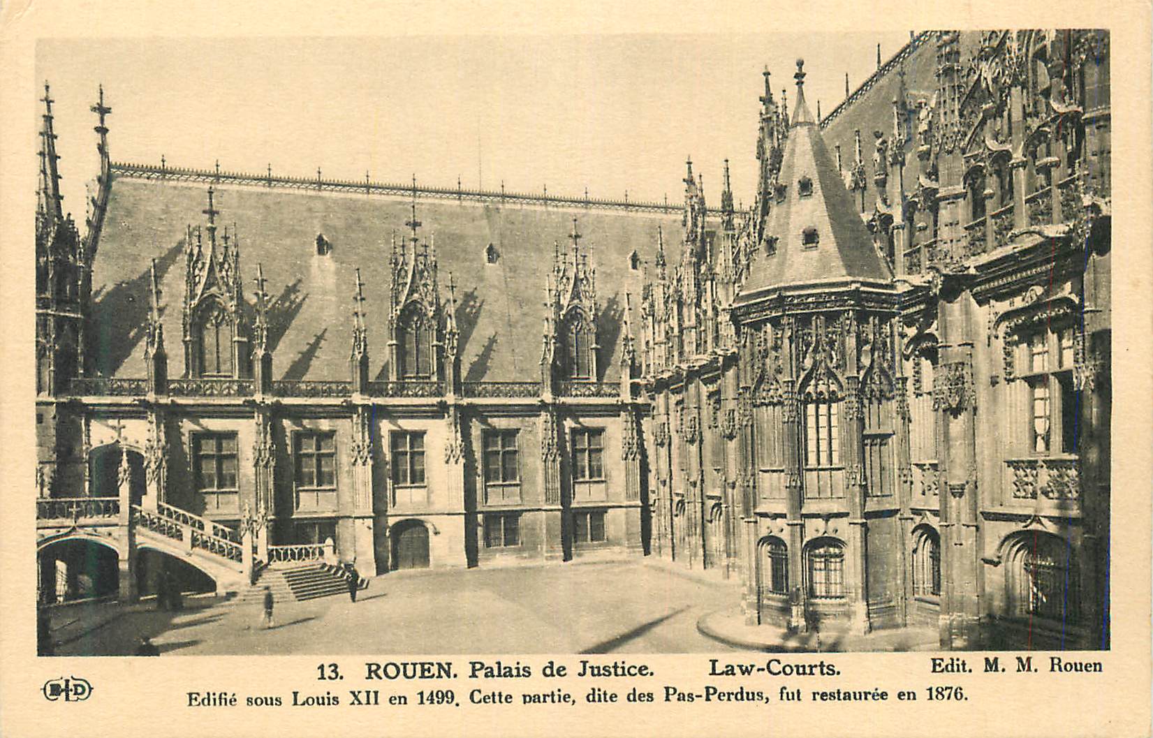 CPA Rouen Palais de Justice Law Courts Edifie sous Louis XII en 1499 Cette partie dite des Pas Perdus fut restauree en 1