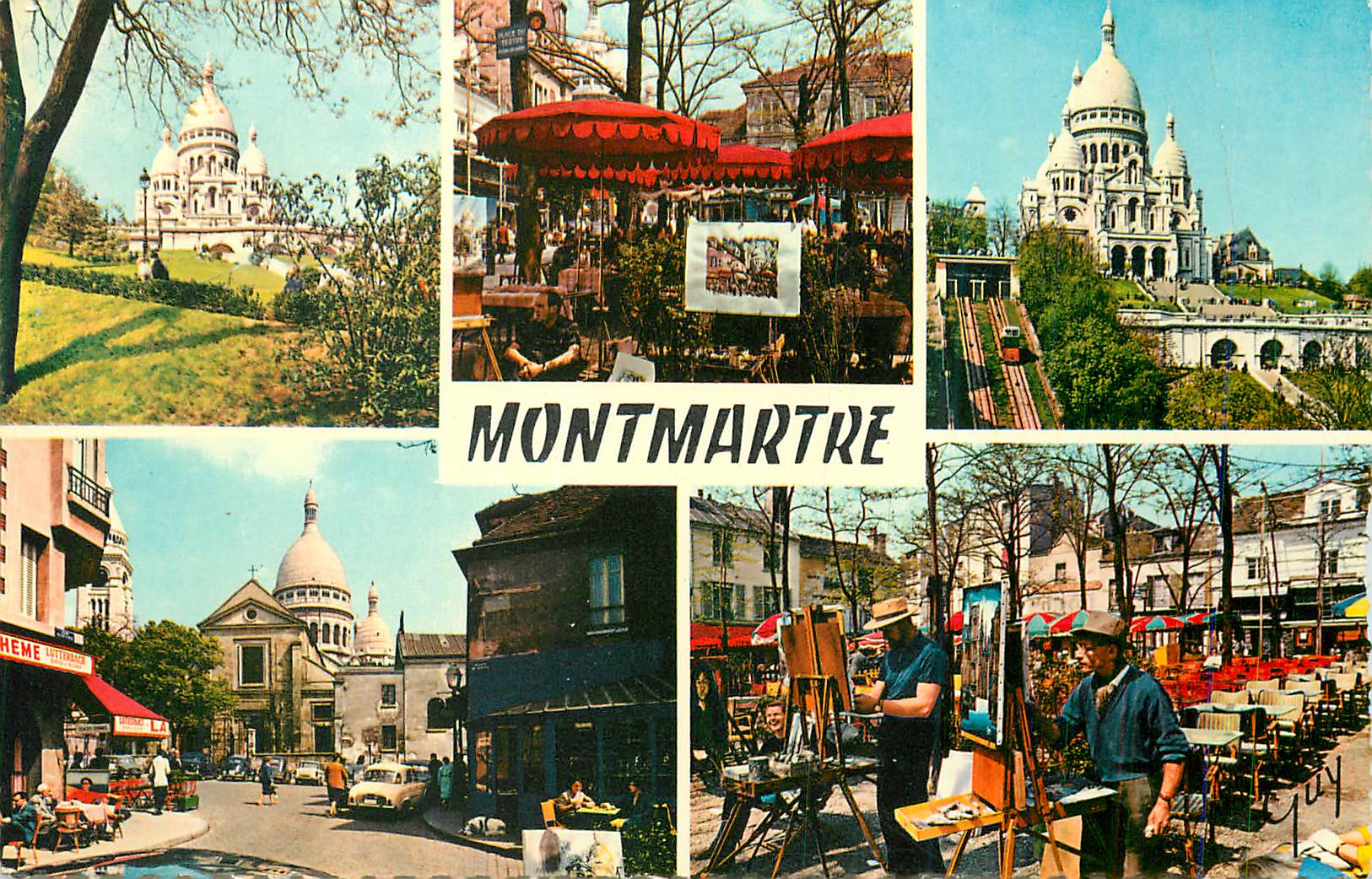 CPM Paris et ses Merveilles Les Jardins de la Basilique Place du Tertre La Basilique et son funiculaire Eglise Saint Pie