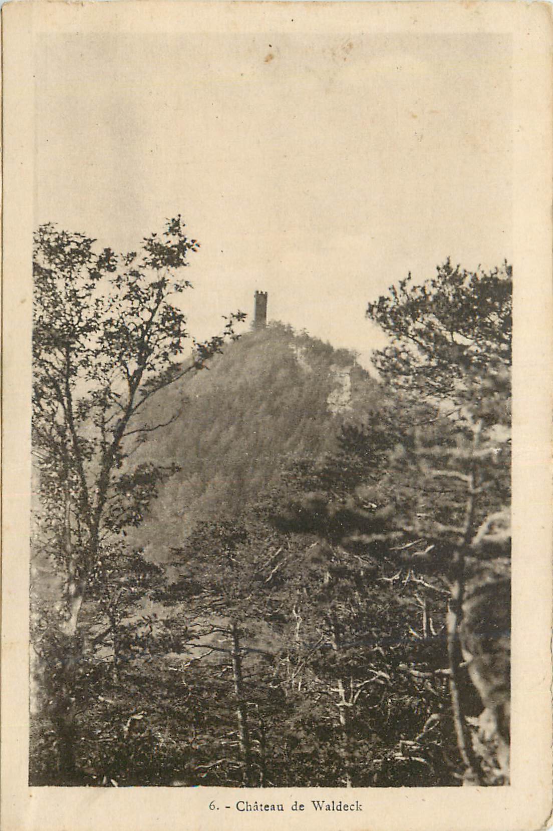 Château de Waldeck — ruines surmontant une colline boisée — éditeur non identifié, n° de série 6