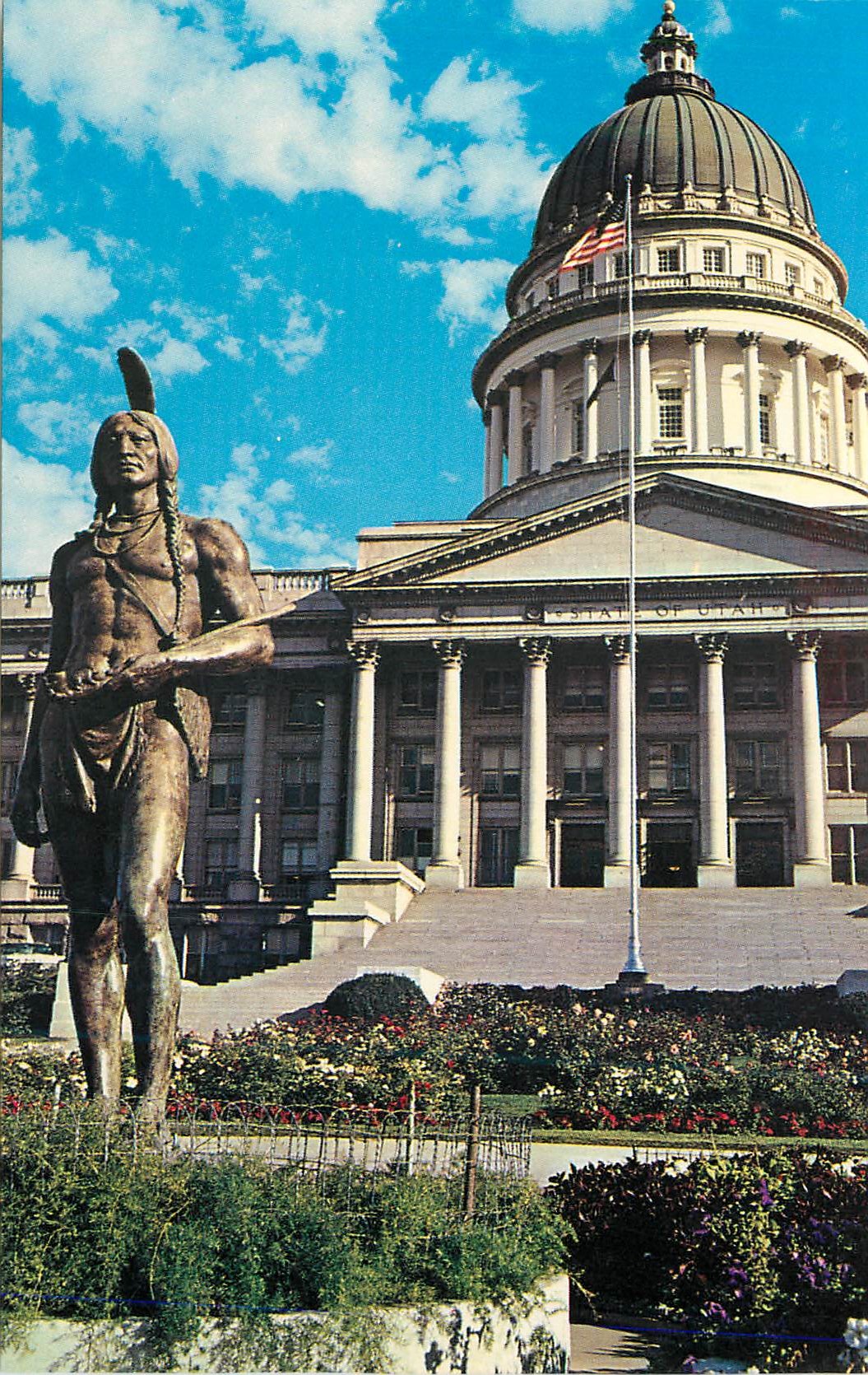 CPM Chief Massasoit ant Utah State Capitol Salt Lake City Utah Cyrus Dallin's statue of Chief Massasait overlooks