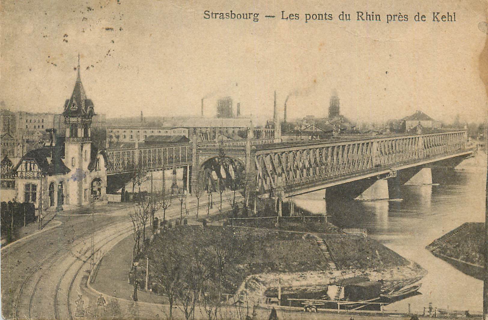 CPA Strasbourg Les ponts du Rhin pres de Kehl