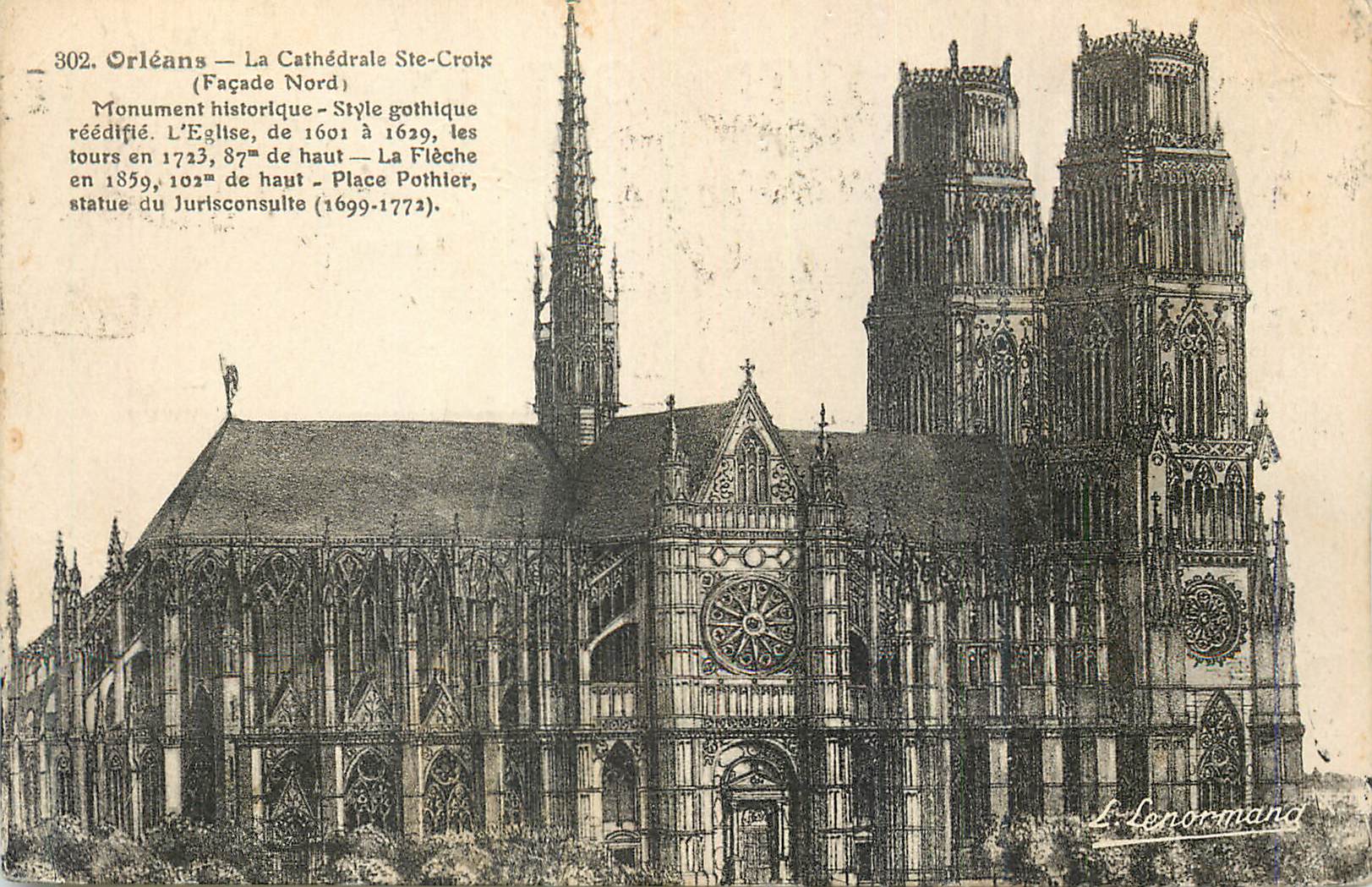 CPA Orleans La Cathedrale Ste Croix (Facade Nord) Monument historique Style gothique reedifie