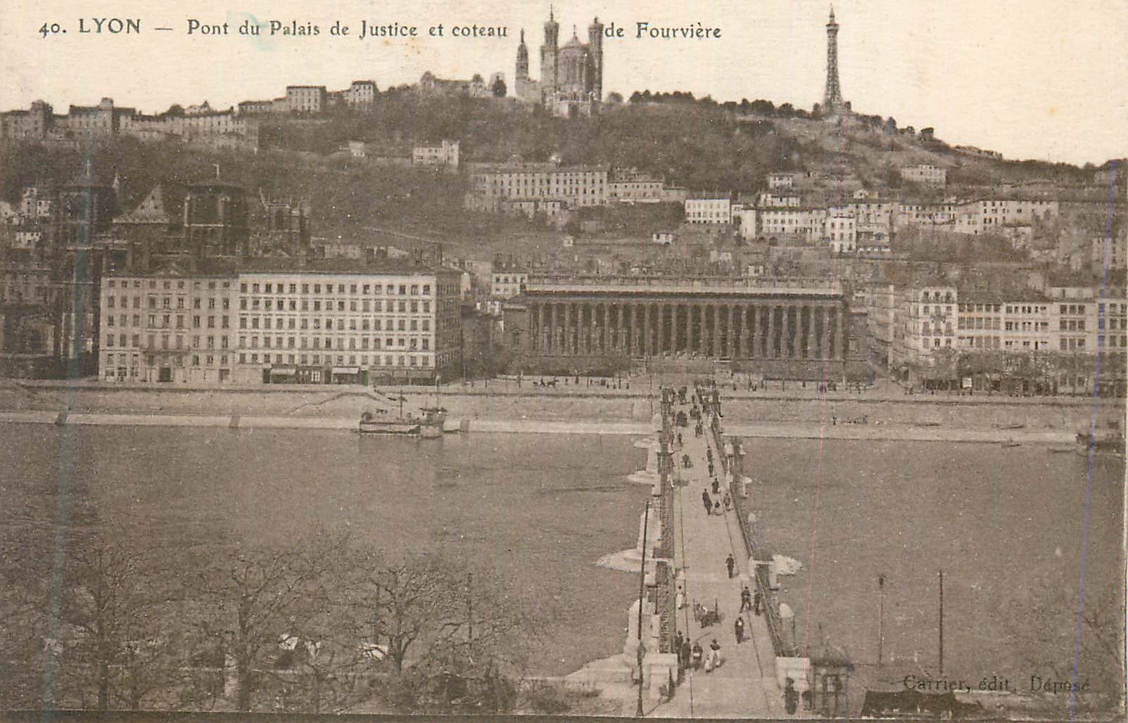 LYON — Pont du Palais de Justice et coteau de Fourvière