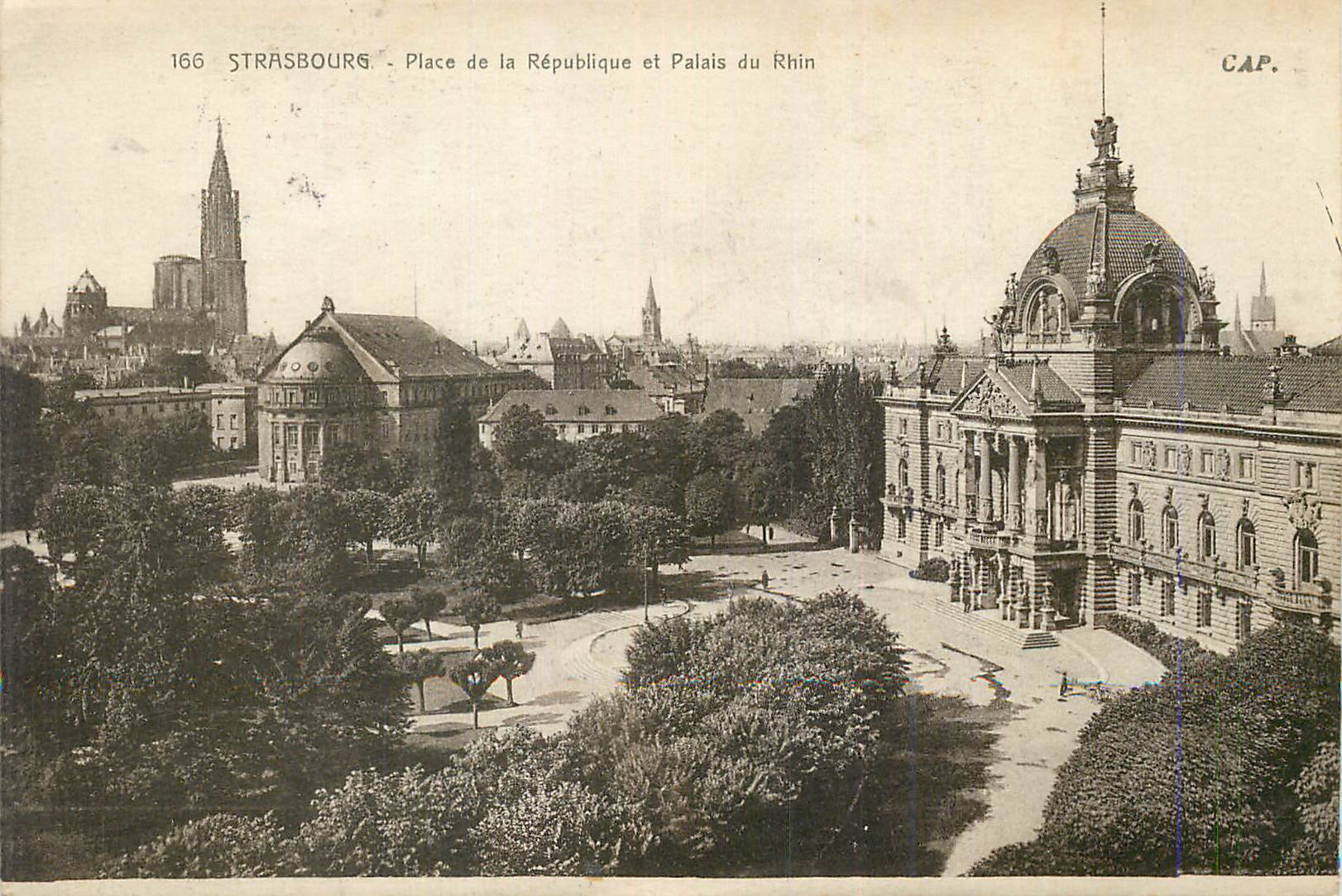 CPA Strasbourg Place de la Republique et Palais du Rhin