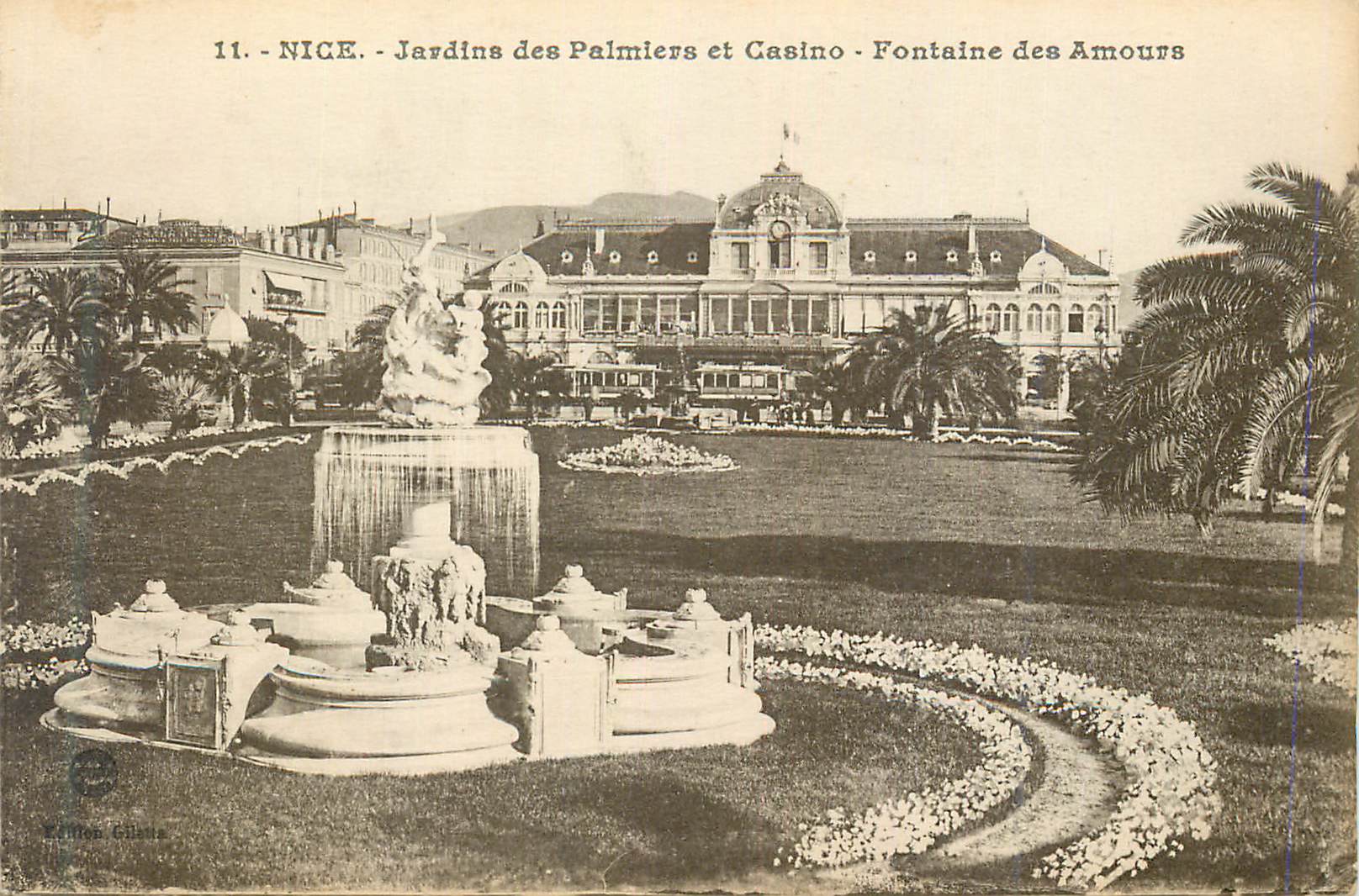 CPA Nice Jardins des Palmiers et Casino Fontaine des Amours