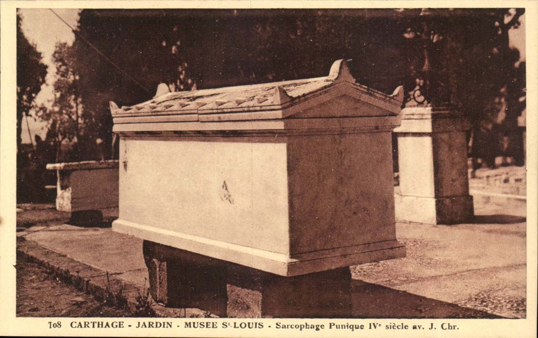Tunisie Carthage CPA Jardin Musee St Louis Sarcophage punique 4eme siecle