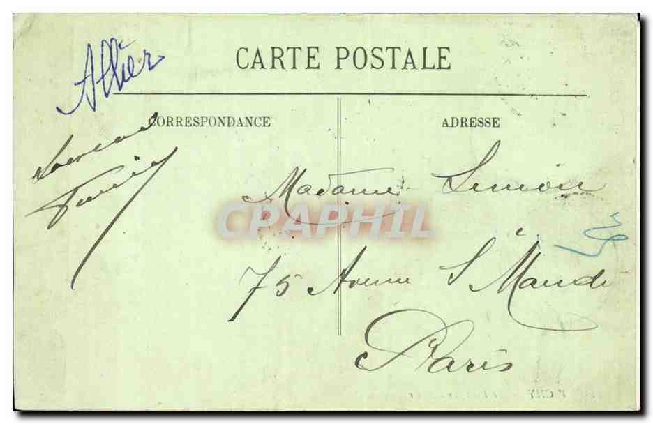 Vichy CPA Le pont sur l'Allier — Verso