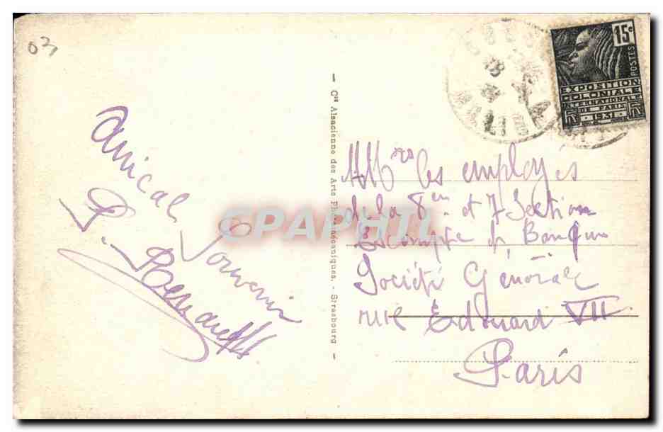 Vichy CPA Le casino et les jardins — Rückseite