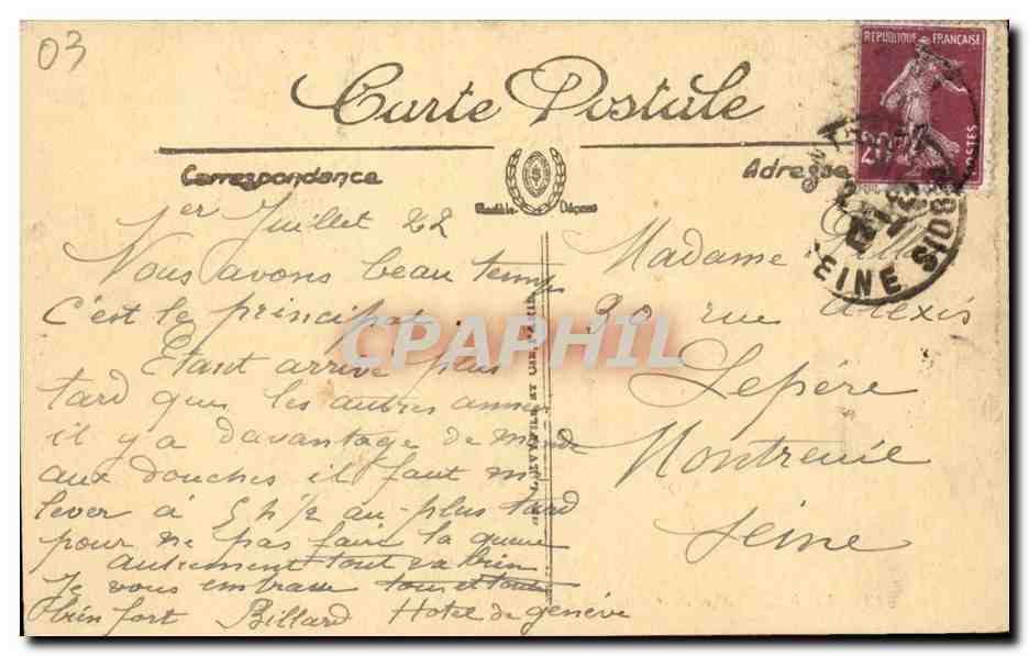Vichy CPA Allee du casino  — Verso