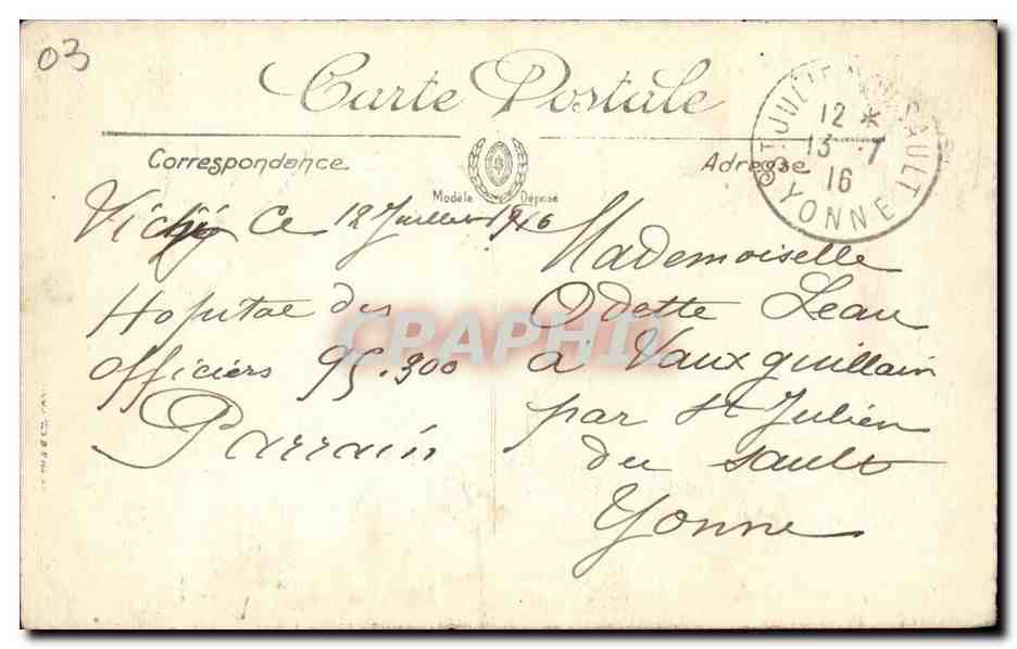 Vichy CPA La maison de MAdame de SEvigne — Rückseite