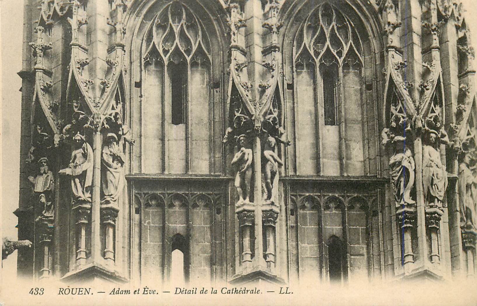 CPA Rouen Adam et Eve Detail de la Cathedrale