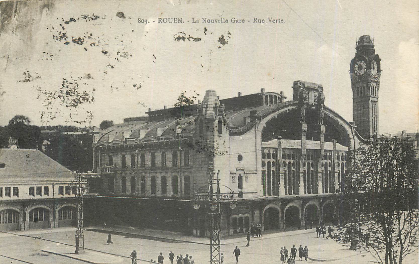 CPA Rouen La Nouvelle Gare Rue Verte