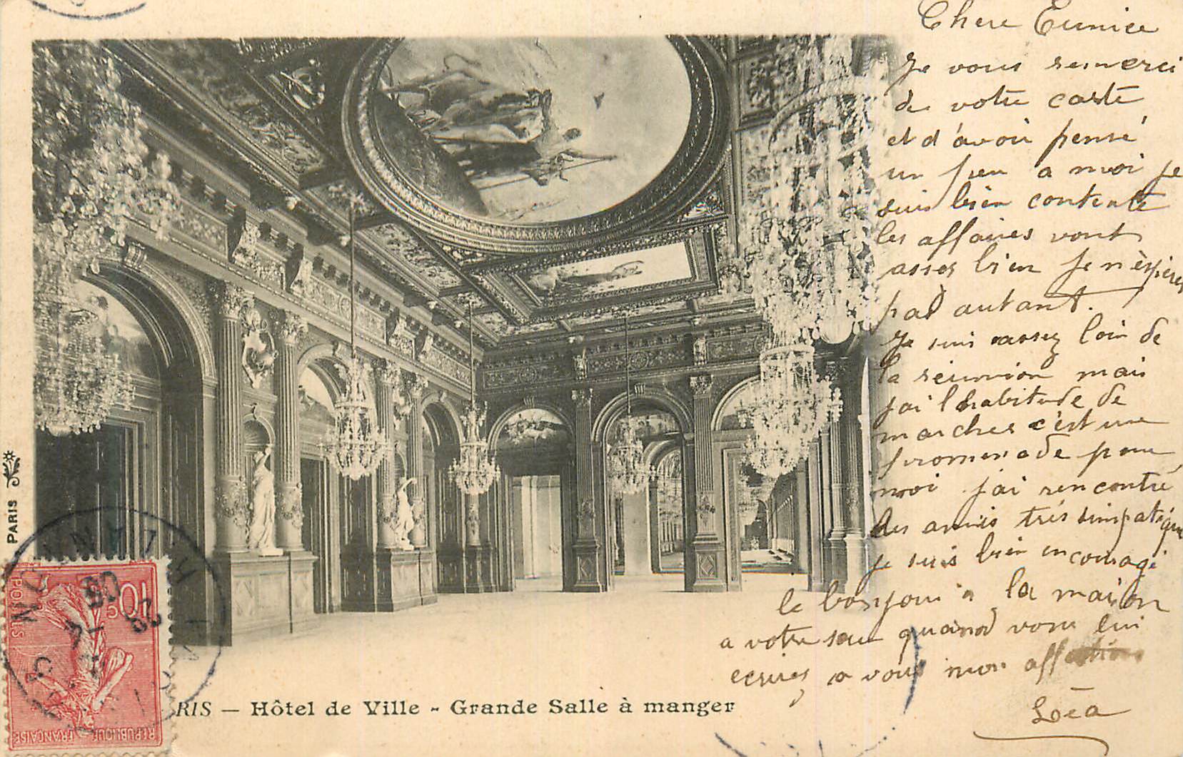 CPA Paris Hotel de Ville Grande Salle a Manger (carte 1900)