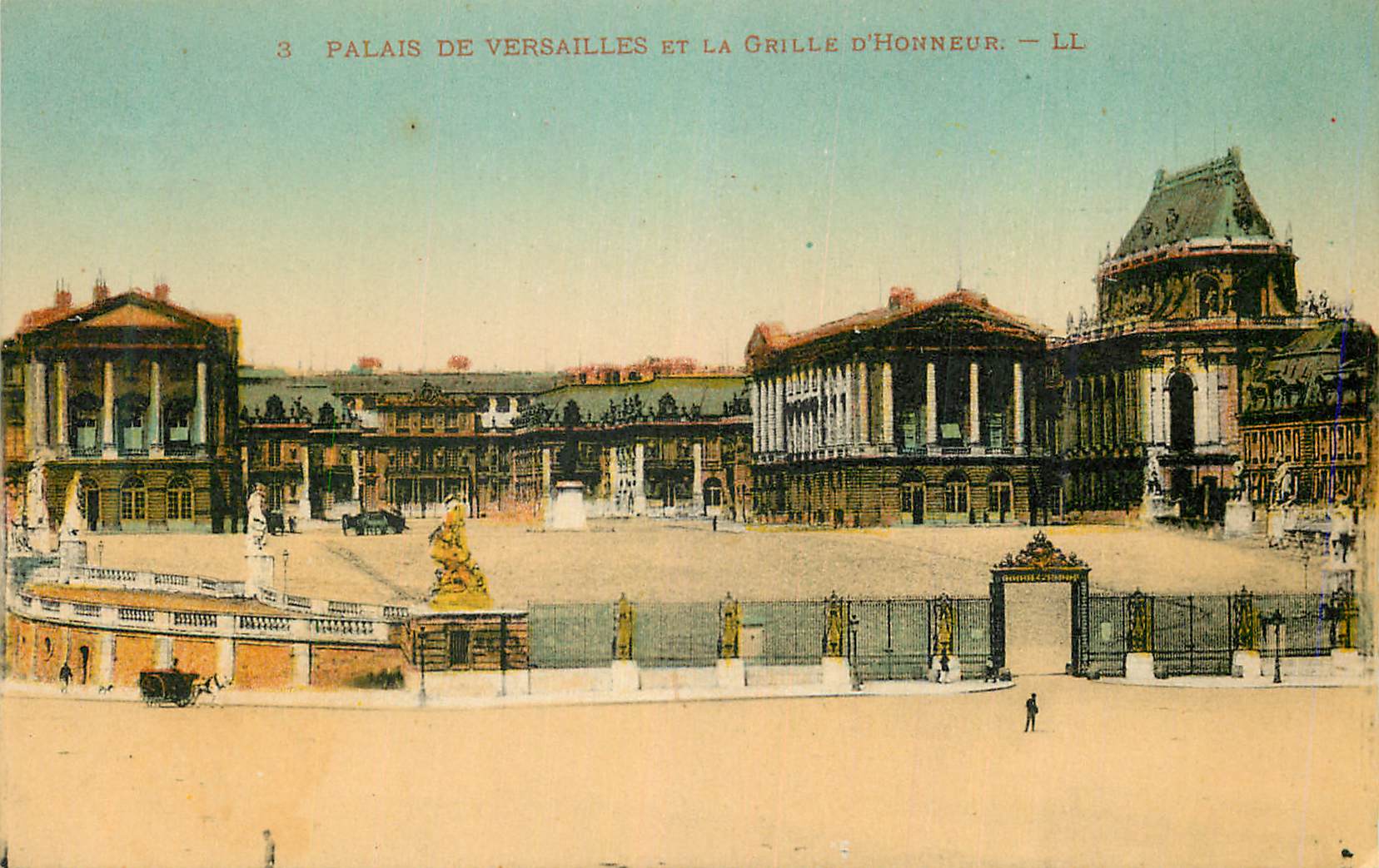CPA Palais de Versailles et la Grille d'Honneur