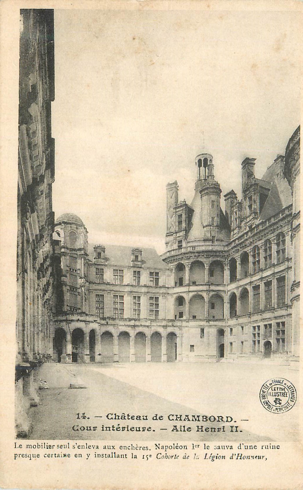 Château de CHAMBORD — Cour intérieure — Aile Henri II — Lettre Illustrée