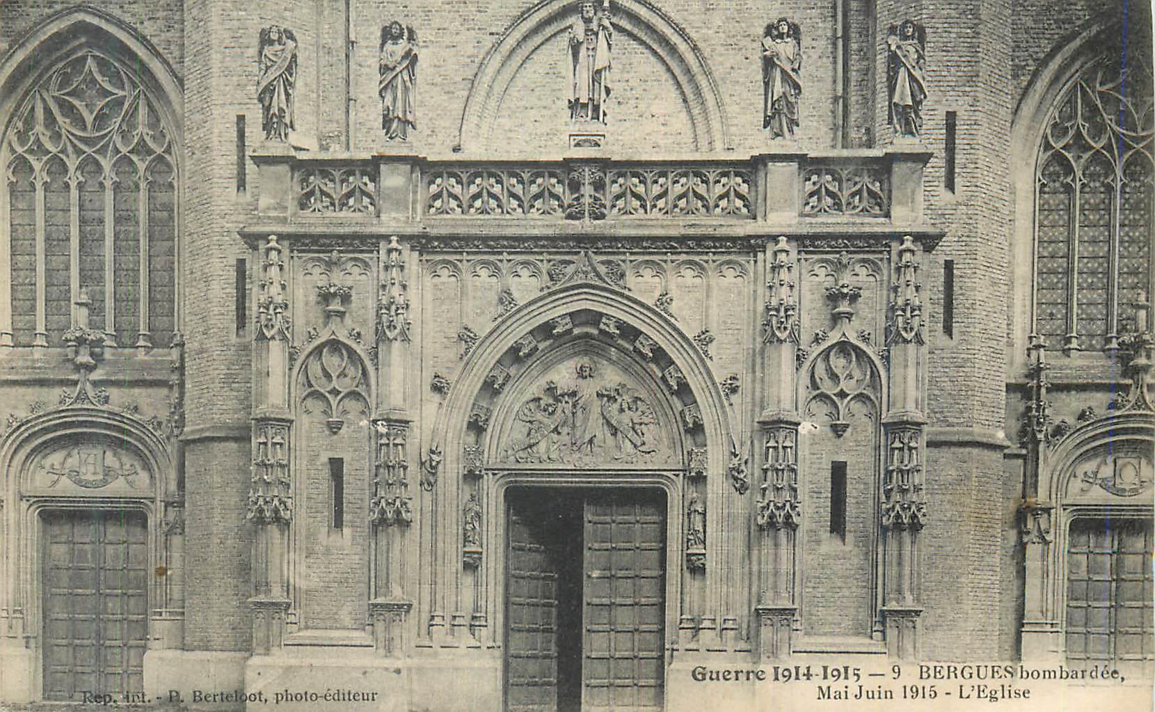 CPA Guerre 1914 1915 Bergues Bonbardee Mai Juin 1915 L'Eglise Militaria