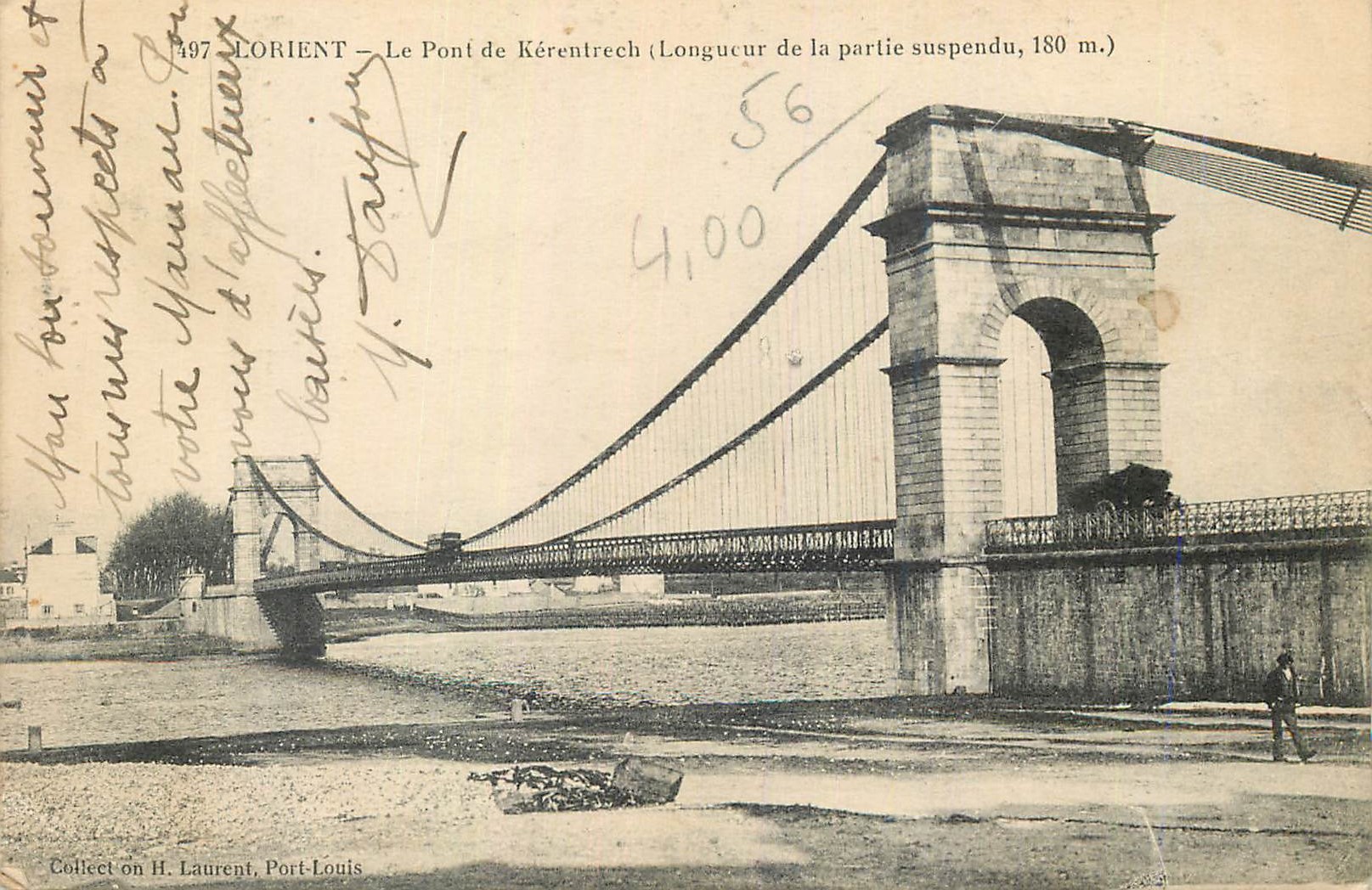 CPA Lorient Le Pont de Kerentrech (Longueur de la Partie Suspendu 180 m)