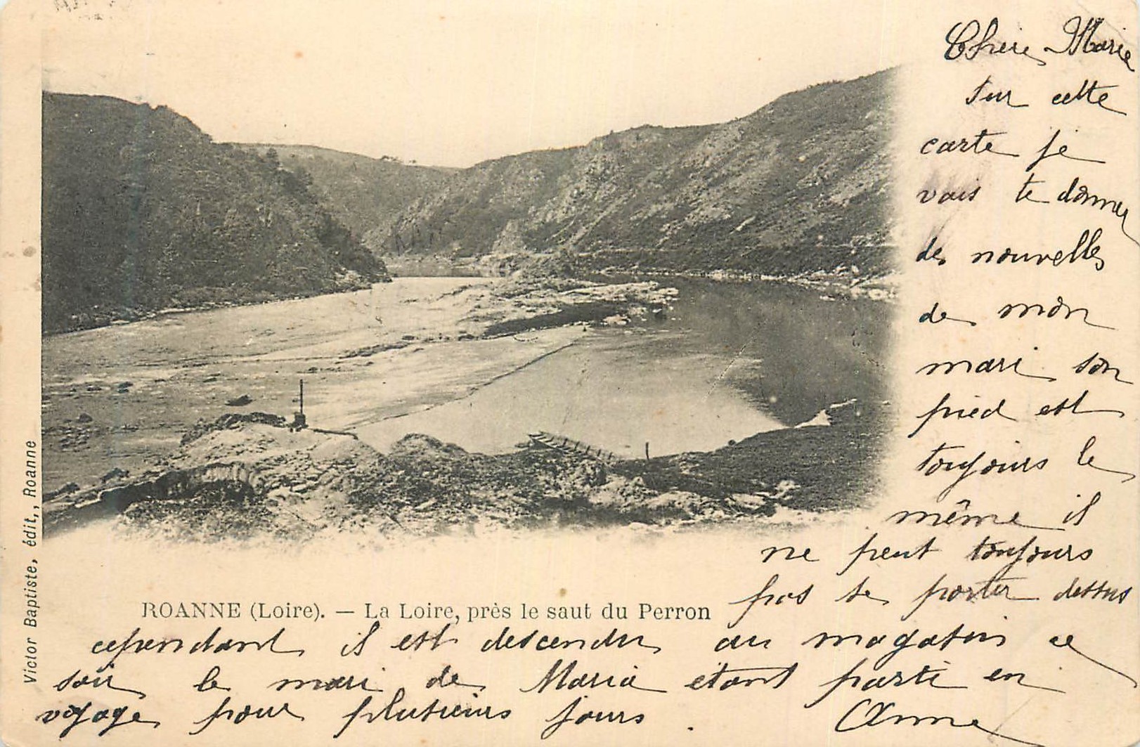 CPA Roanne (Loire) la Loire Pres le Saut du Perron (carte 1900)