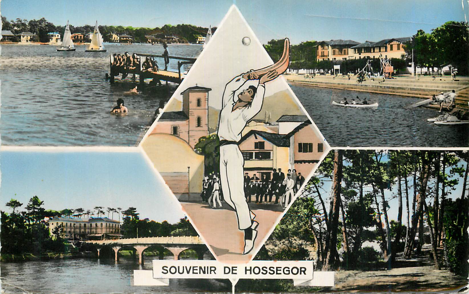 CPM Souvenir de Hossegor Lac lac et Hotel du Parc Poelote basque