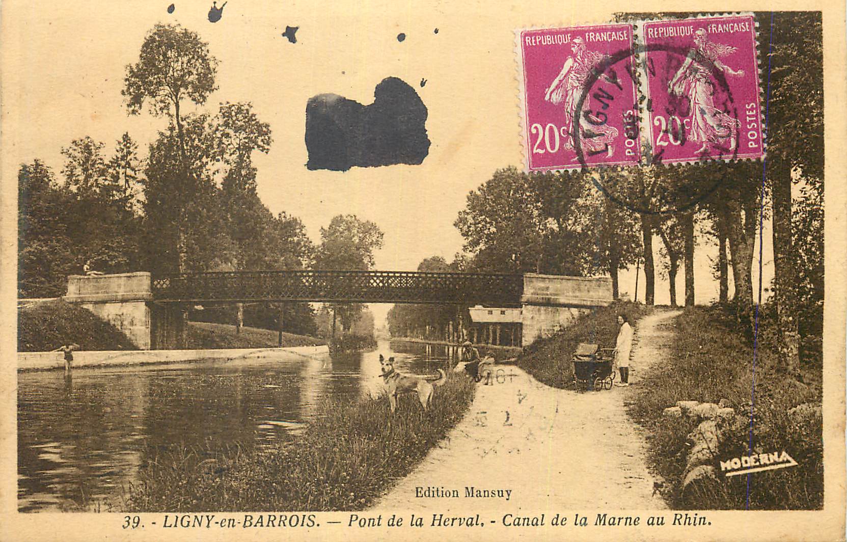 CPA Ligny en Barrois Pont de la Herval Canal de la Marne au Rhin