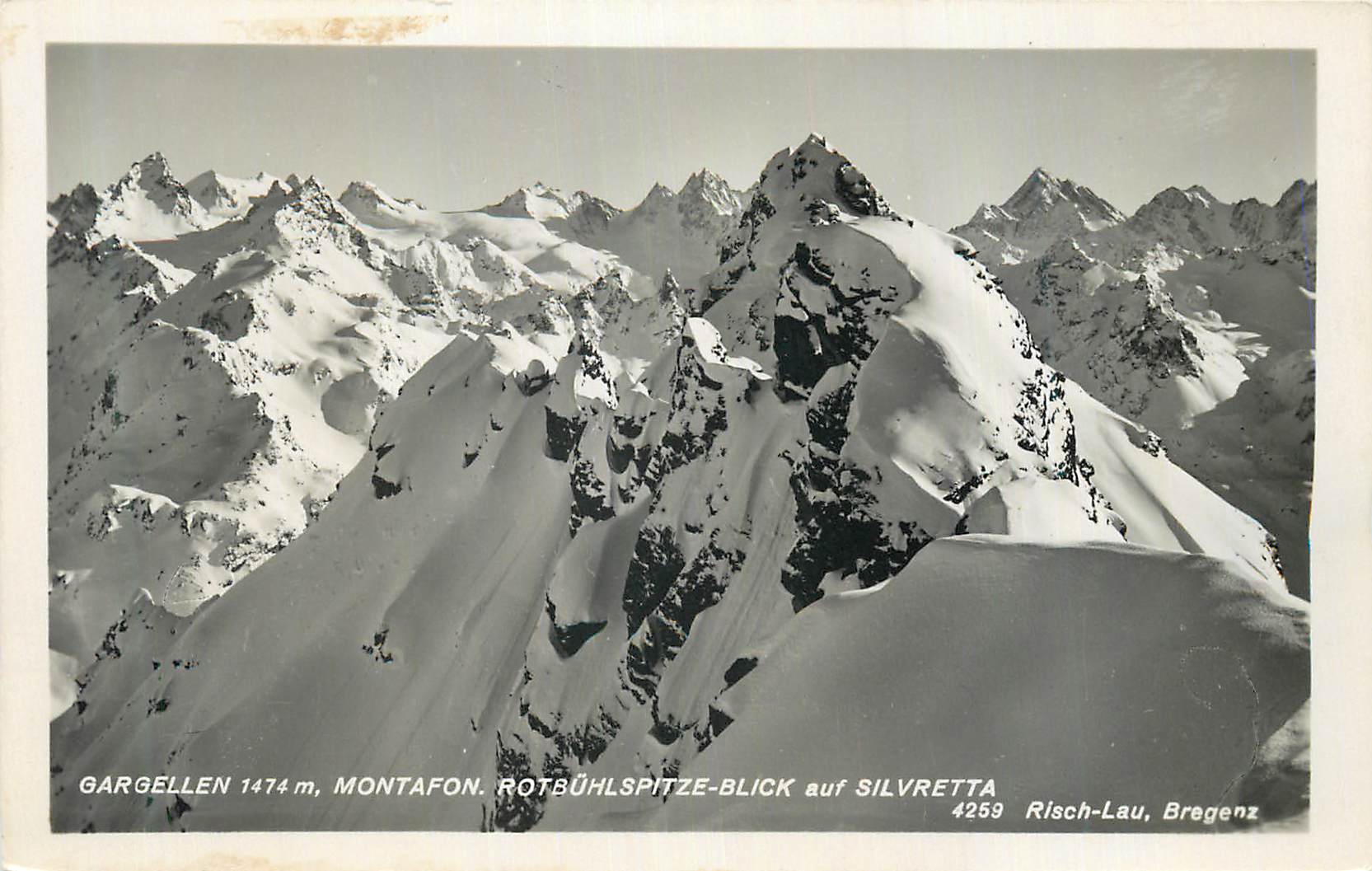 CPM Gargellen 1474 m Montafon Rotbuhlspitze Blick auf Silvretta