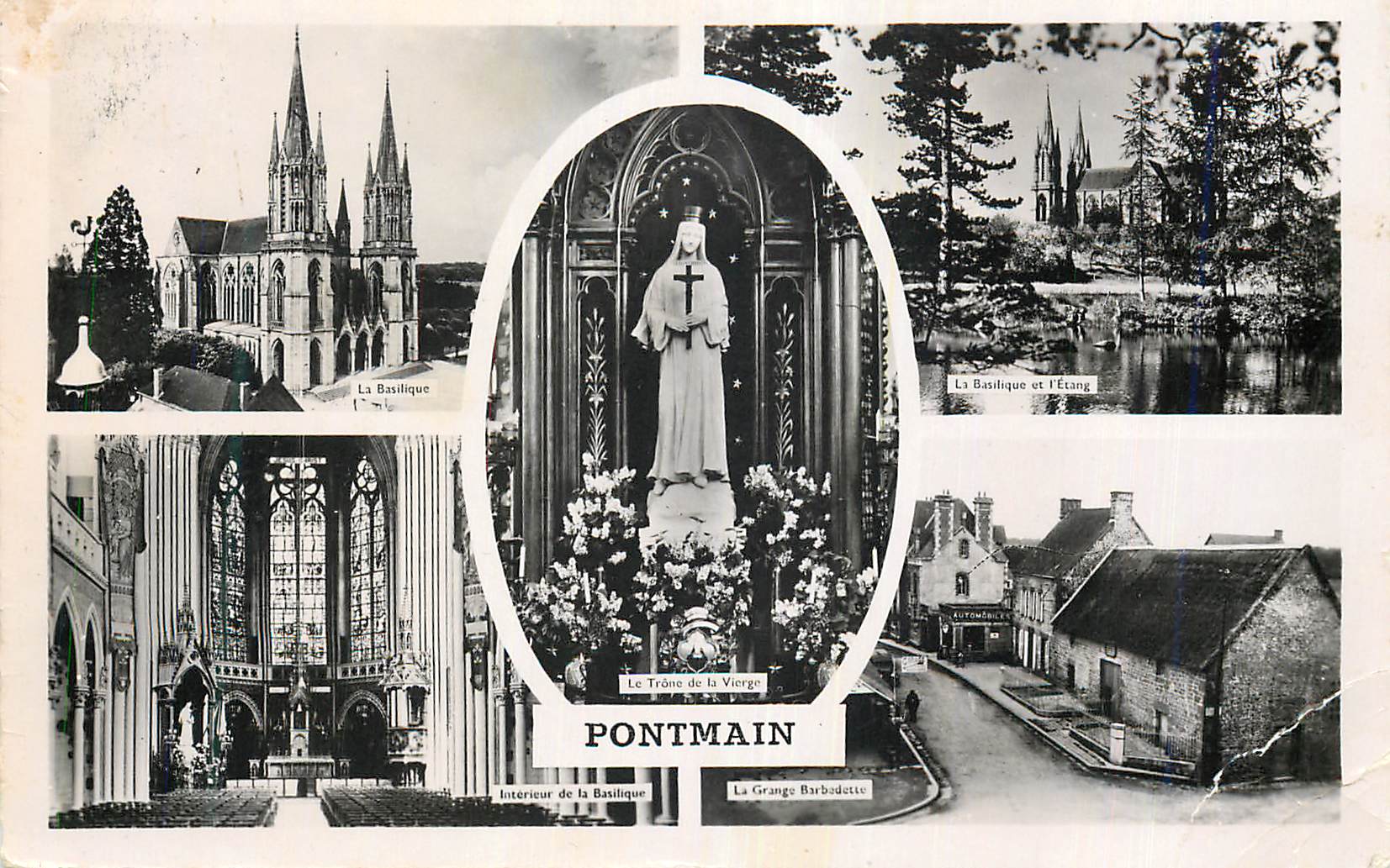 CPM Pontmain La basilique et l'etang La grange 