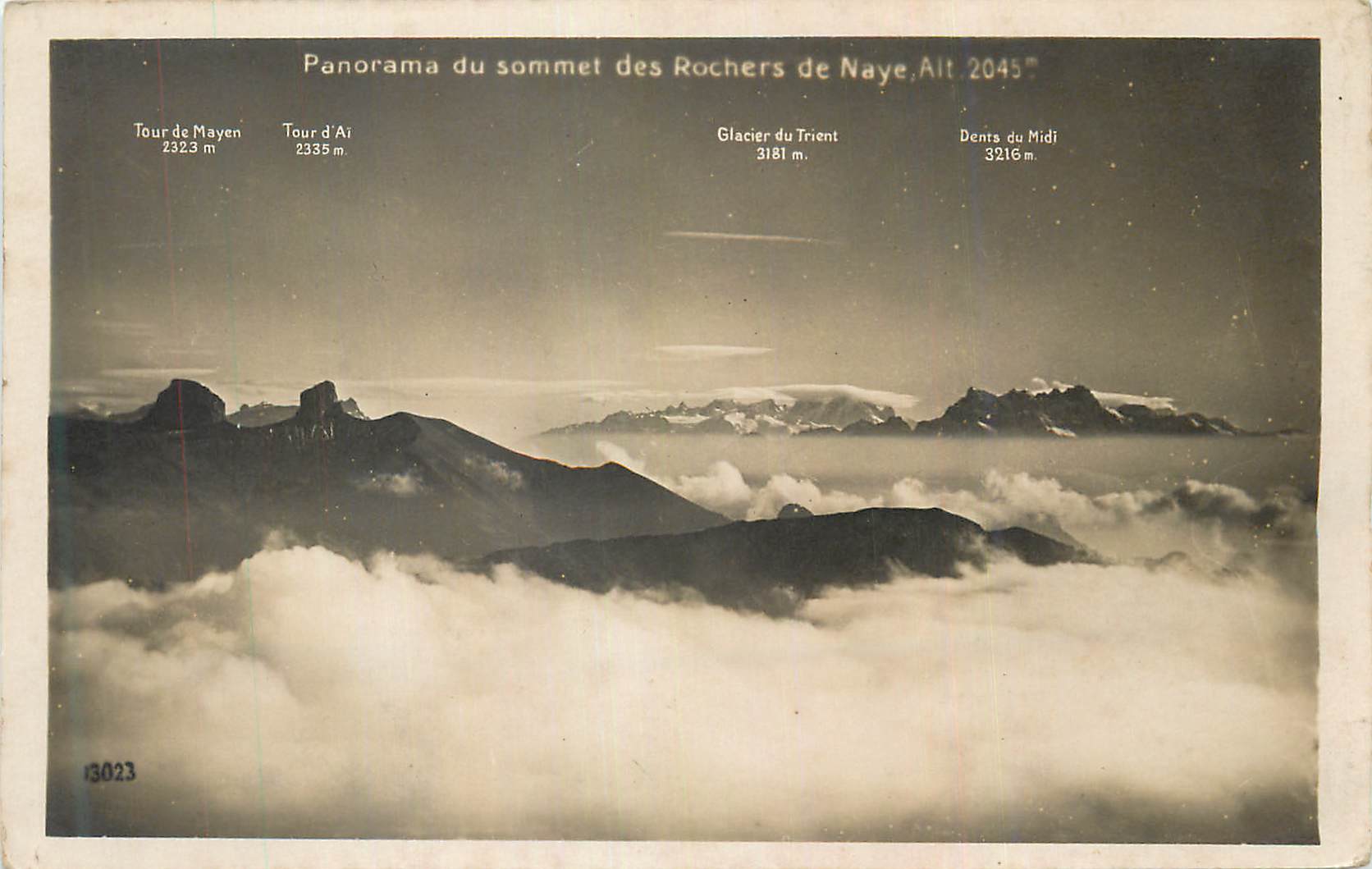 Panorama du sommet des Rochers de Naye — Alt. 2045 m — éditeur inconnu, n° 13023