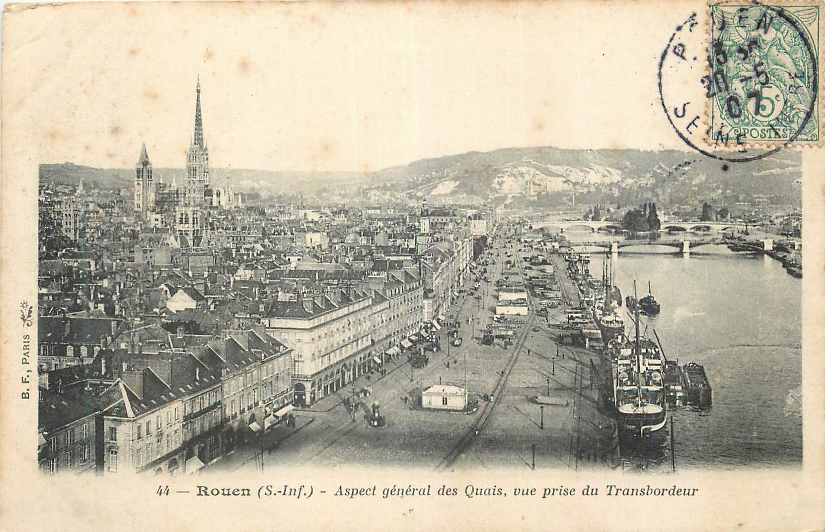 CPA Rouen (S Inf) Aspect General des Quais vue prise du Transbordeur Bateaux