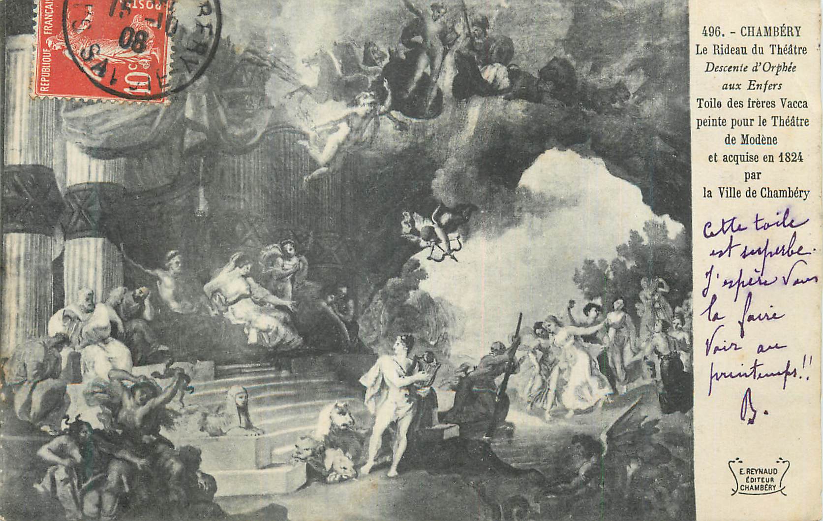 CPA Chambery Le Rideau du Theatre Descente d'Orphee aux Enfers