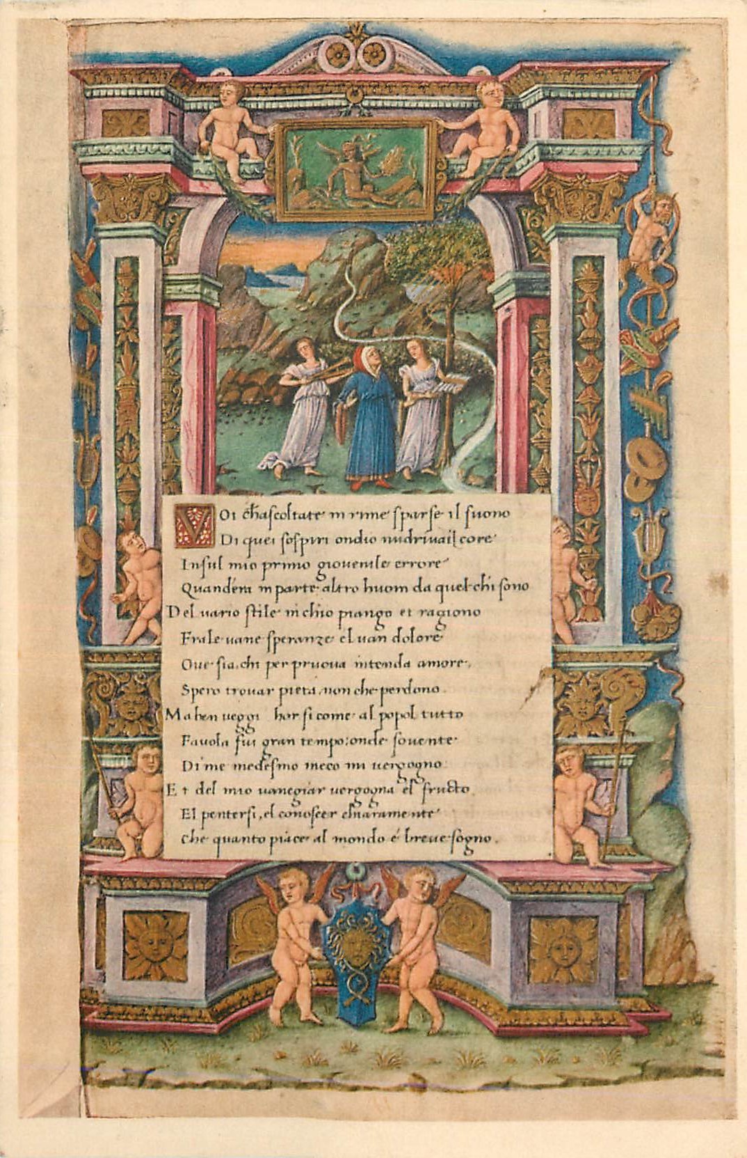 CPA Petrarch Rime Italian Late 15th Century