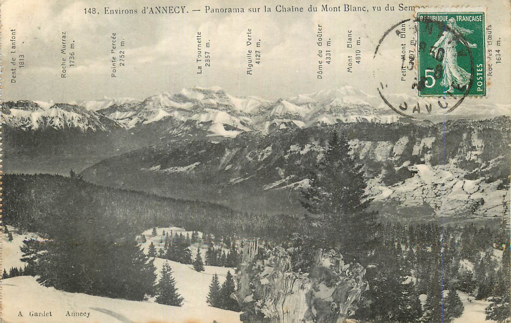 Environ d'ANNECY — Panorama sur la Chaîne du Mont Blanc, vu du Semnoz