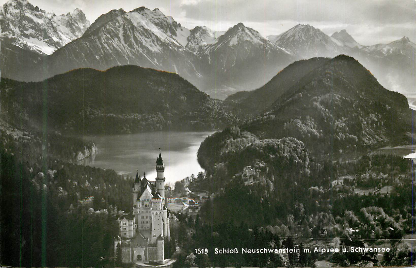 CPM Schloss Neuschwanstein m Alpsee u Schwansee