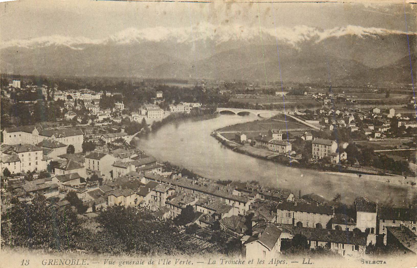 CPA Grenoble Vue Generale de l'Ile Verte La Trouche et les Alpes