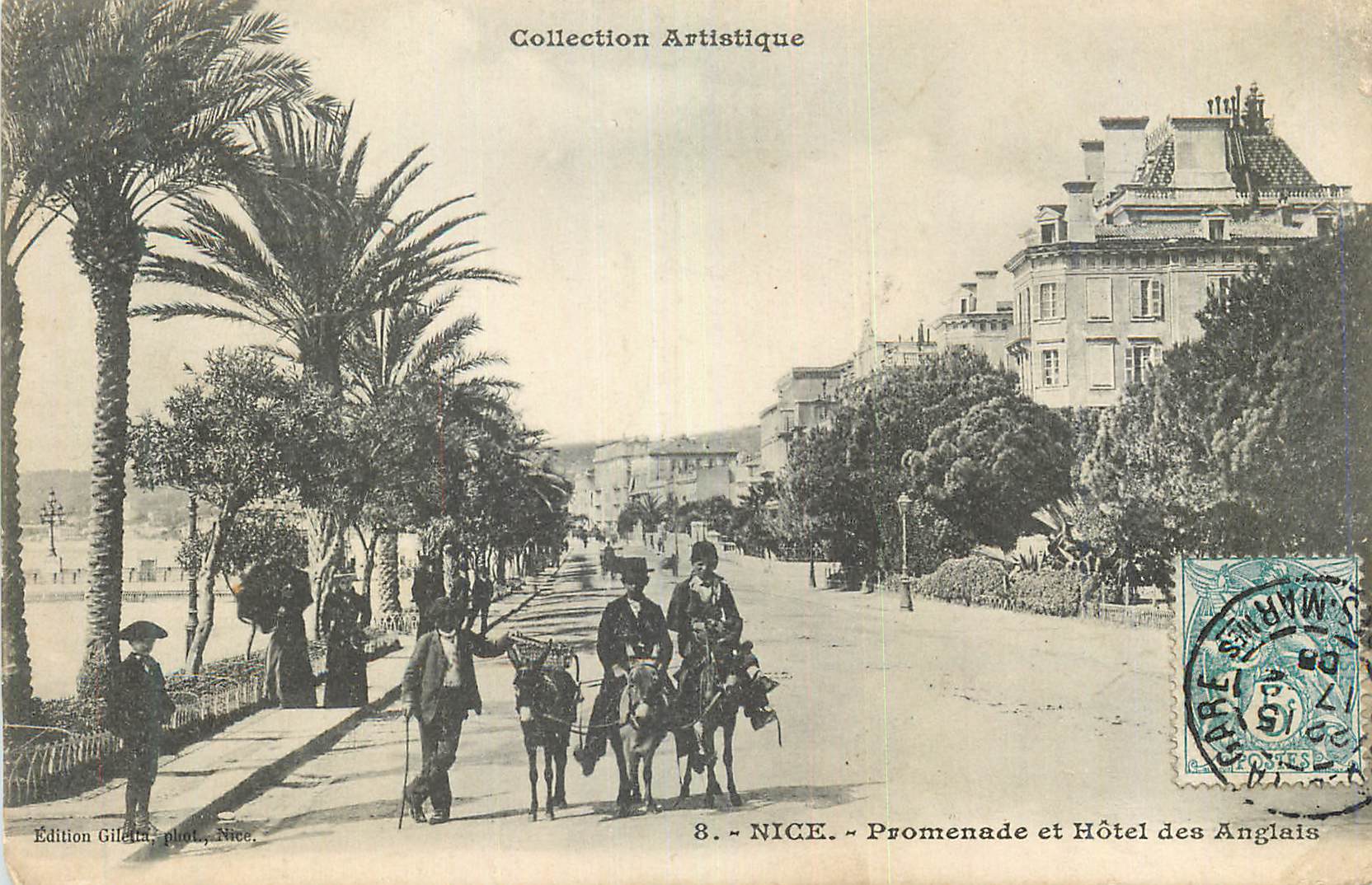 CPA Nice Promenade et Hotel des Anglais Ane Donkey