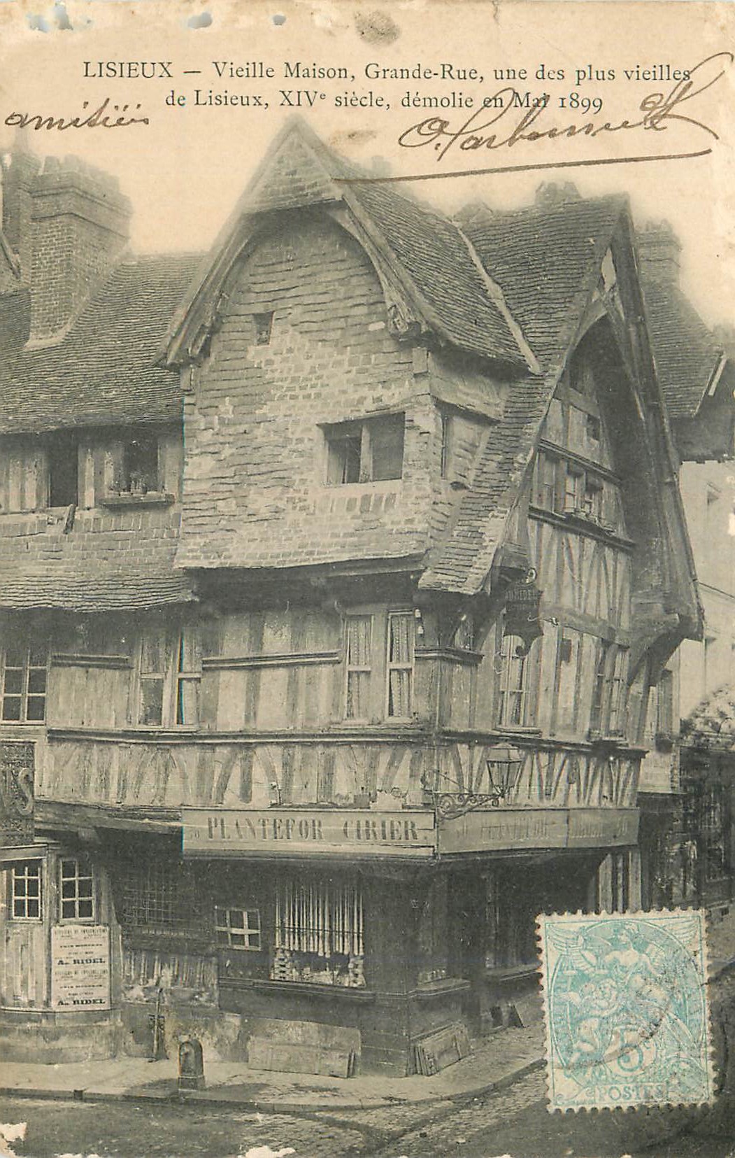 CPA Lisieux Vieille Maison Grande Rue Une des plus Vieilles de Lisieux XIVe Siecle