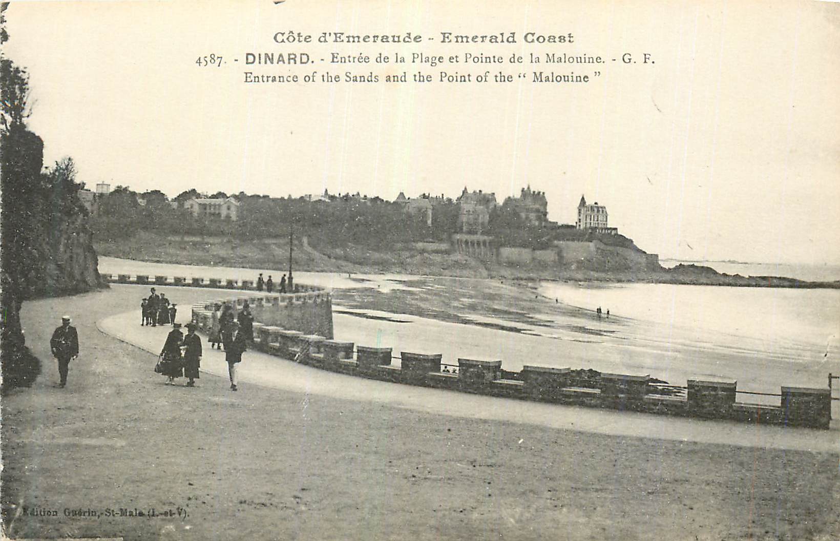CPA Dinard Cote d'Emeraude Entree de la Plage et Pointe de la Malouine
