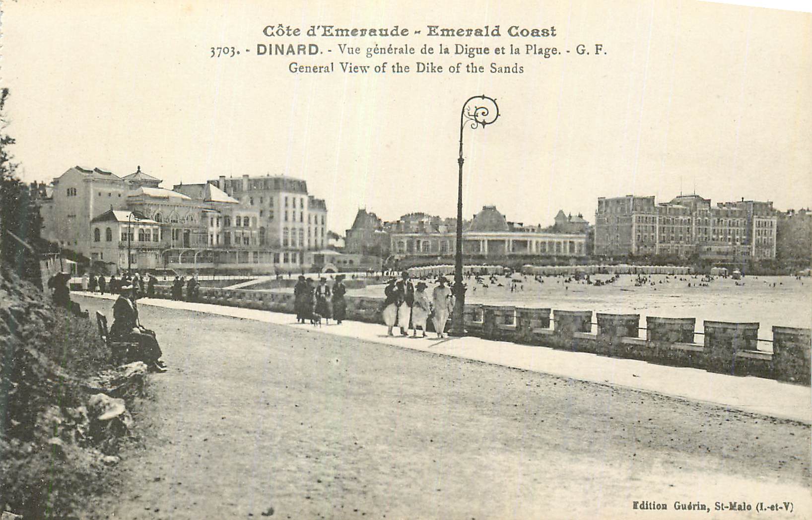 Emerald Coast - Dinard - General View of the Digue and the Beach - G.F. - Edition Guérin, St-Malo (I.-et-V)