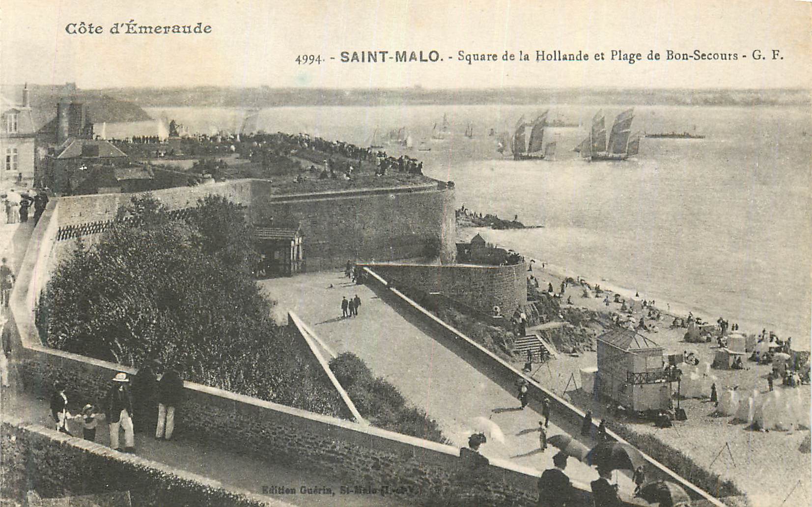 Saint-Malo - Square de la Hollande et Plage de Bon-Secours — Édition Guérin, n° 4994