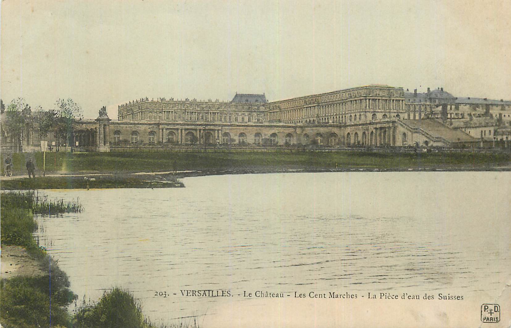 CPA Versailles Le Chateau Les Cents Marches La Piece d'Eau des Suisses